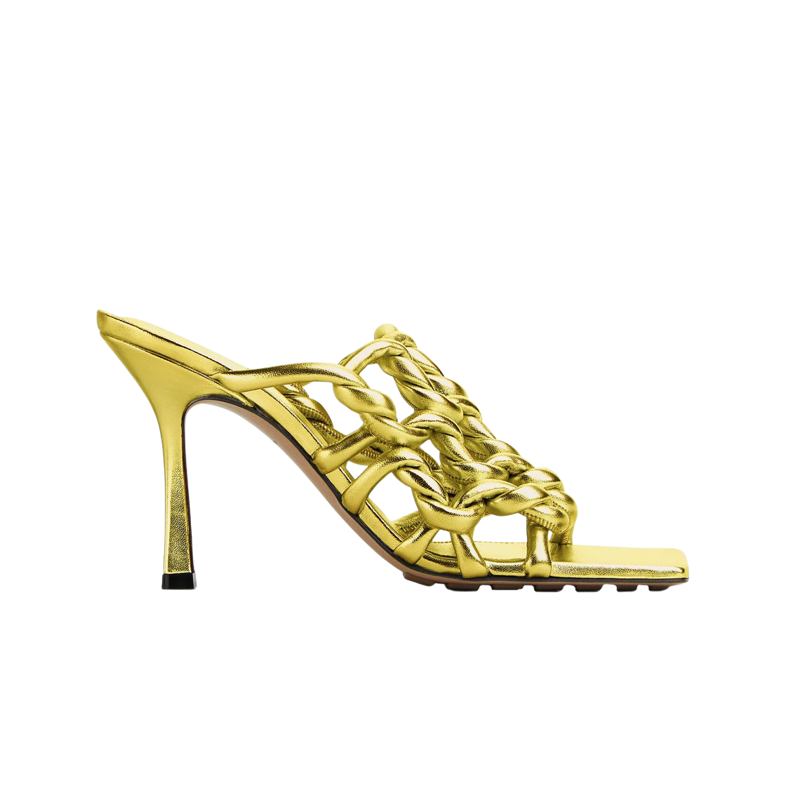 (W) 보테가 베네타 스트레치 트위스트 뮬 골드((W) Bottega Veneta Stretch Twist Mule Gold) - 1