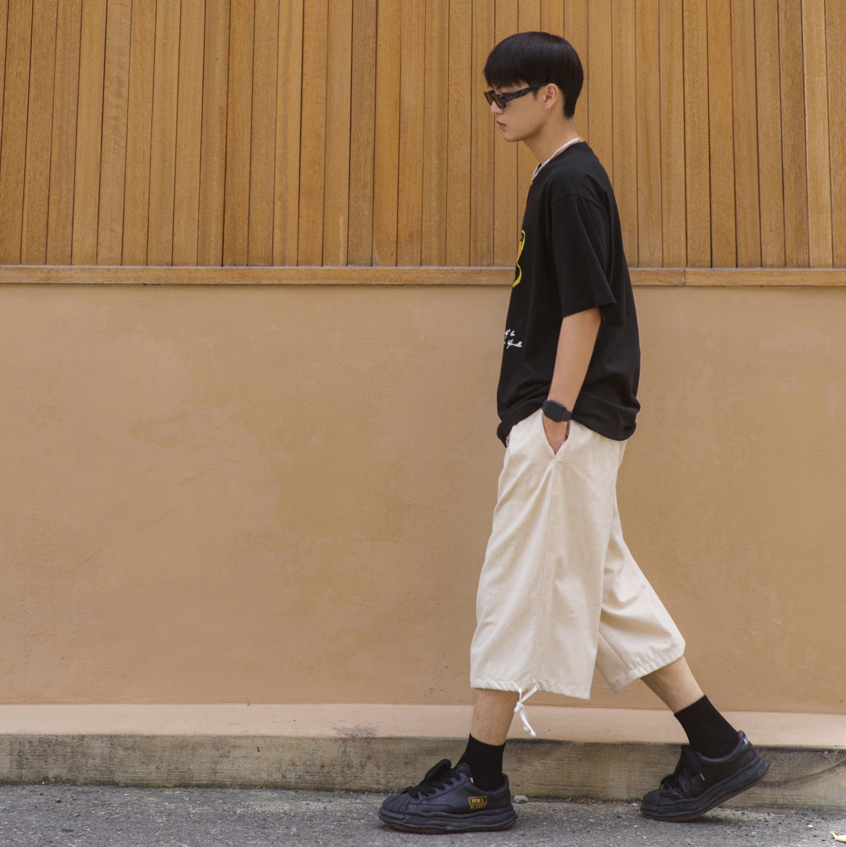 Maison Mihara Yasuhiro x Phenomenon Blakey OG Sole Canvas Low-top Sneakers Black Black 착용 스타일 - 1