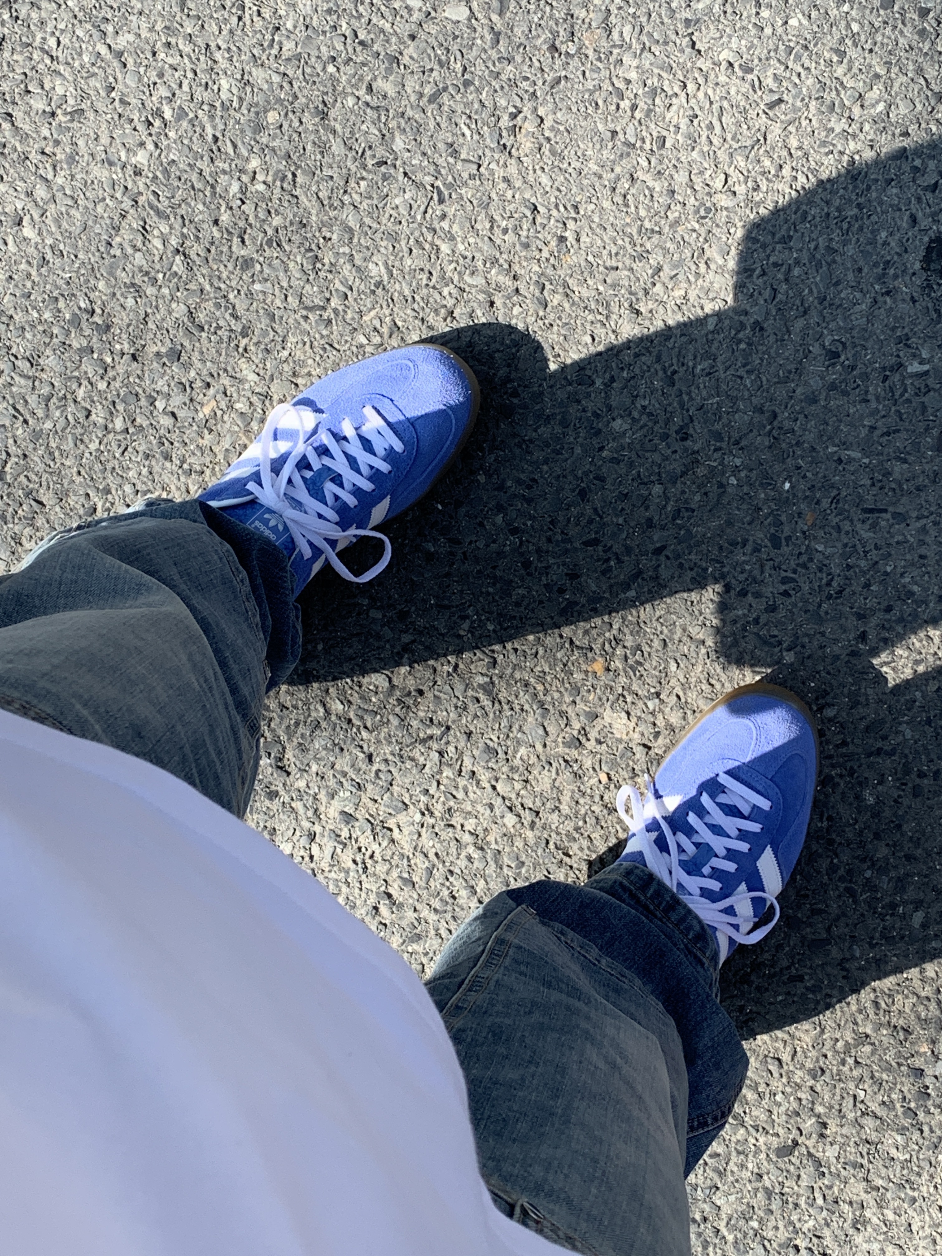 (W) Adidas Gazelle Indoor Blue Fusion Cloud White 착용 스타일 - 2