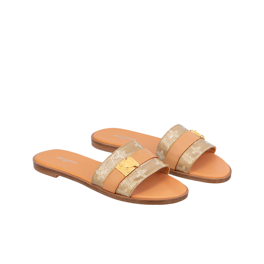 (W) 루이비통 락 잇 플랫 뮬 모노그램 골드((W) Louis Vuitton Lock it Flat Mule Monogram Gold) - 2