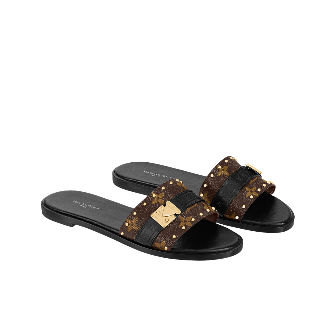 (W) 루이비통 락 잇 플랫 뮬 모노그램 블랙((W) Louis Vuitton Lock it Flat Mule Monogram Black) - 2