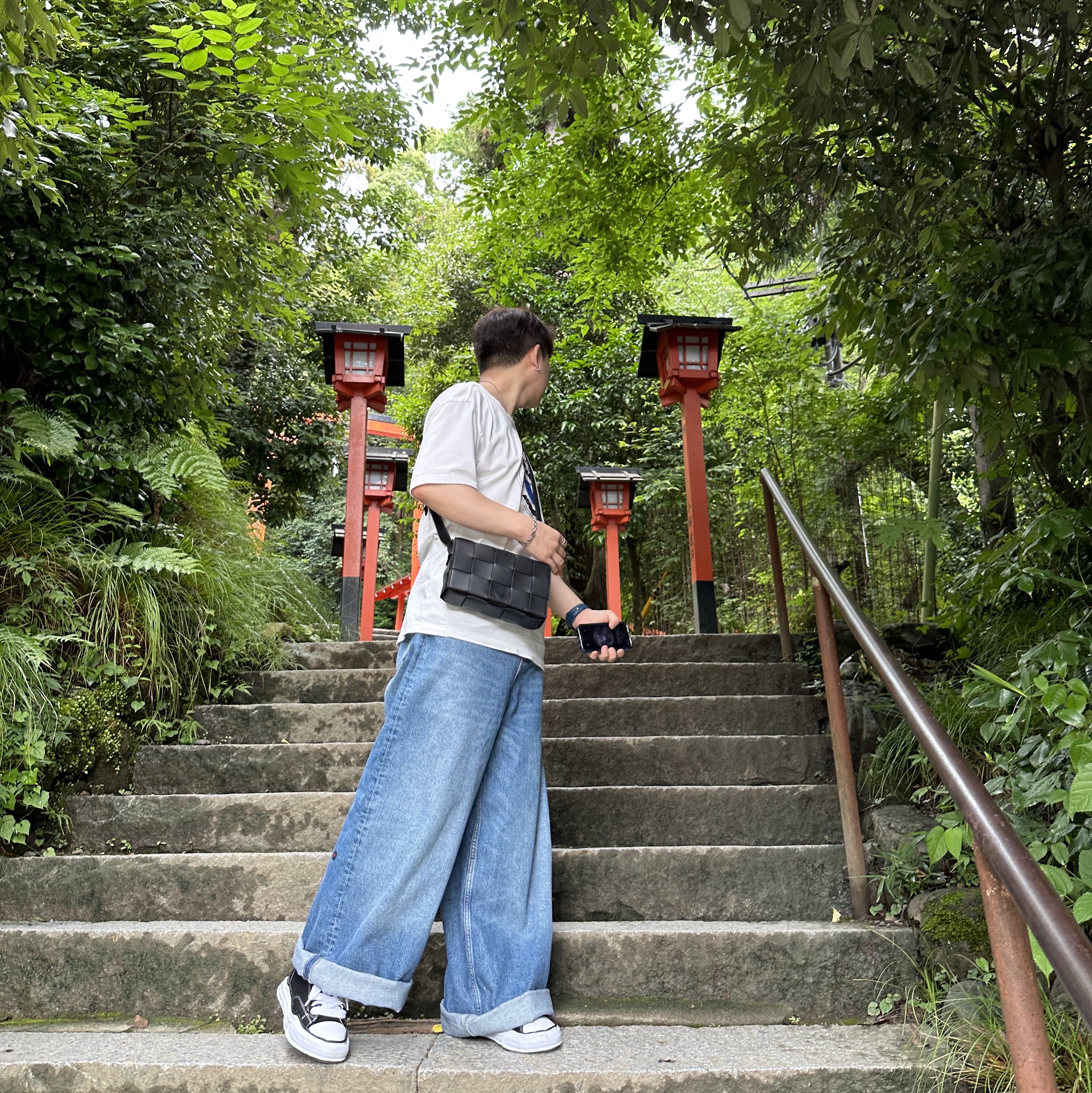 Maison Mihara Yasuhiro Peterson OG Sole Canvas Low Sneakers Black, Zara x Rhuigi Baggy Jeans Medium Blue 착용 스타일