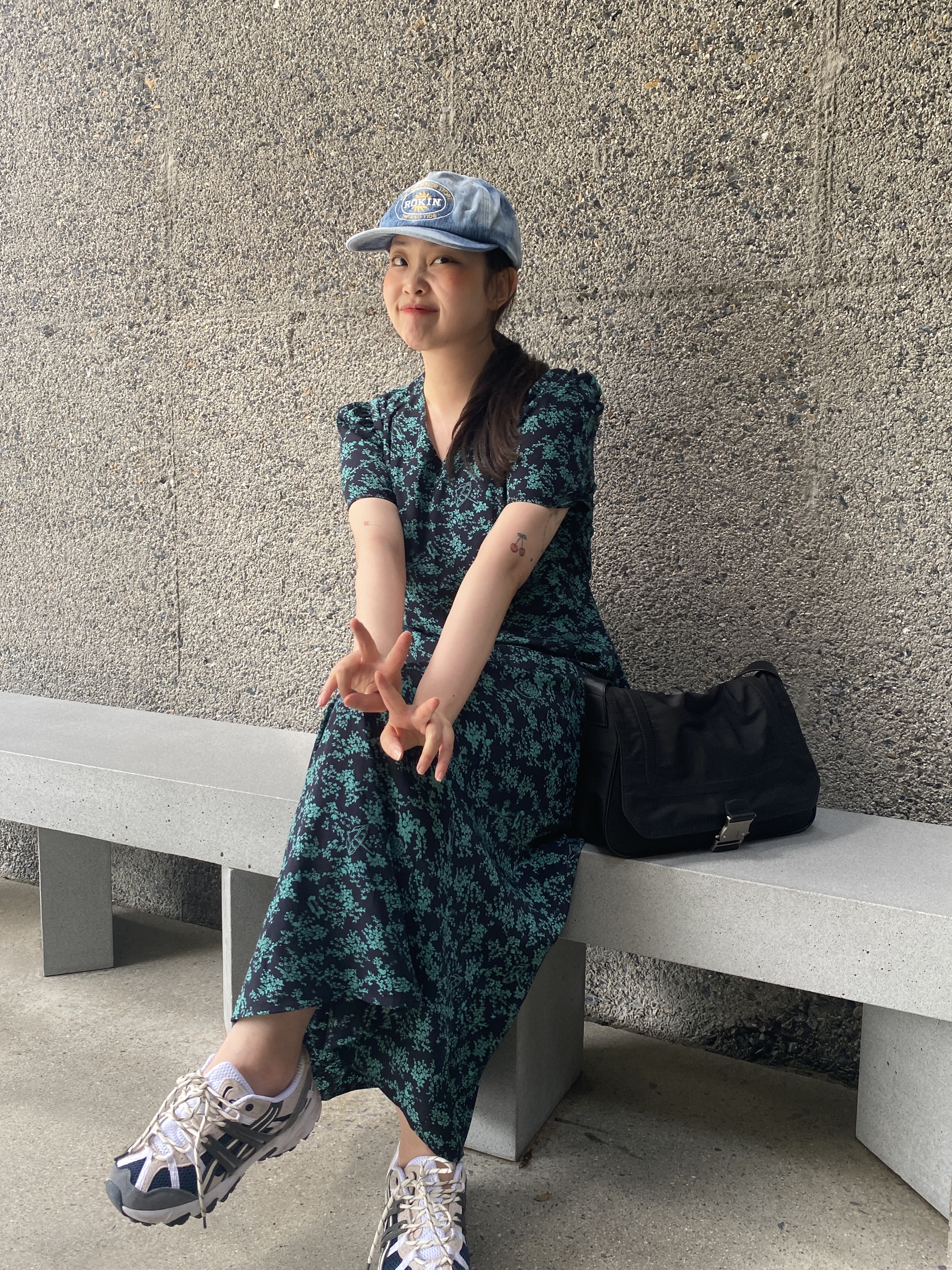 Matin Kim Buckle Bag Black, Asics Gel-Sonoma 15-50 French Blue 착용 스타일 - 1