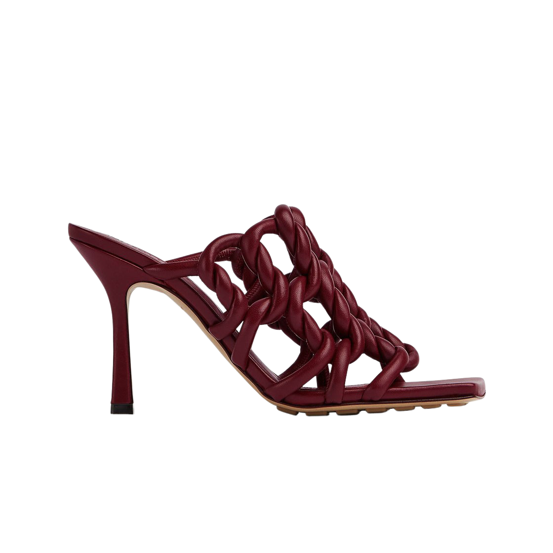 (W) 보테가 베네타 스트레치 트위스트 뮬 멀롯((W) Bottega Veneta Stretch Twist Mule Merlot) - 1