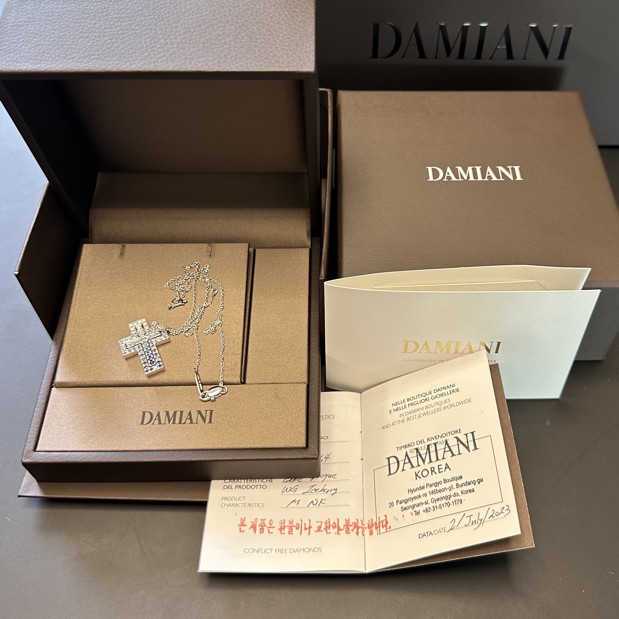 Damiani Belle Epoque Diamonds Sapphires Necklace White Gold 착용 스타일 - 1