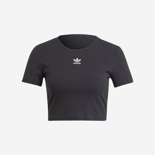 (W) 아디다스 에센셜 립 티셔츠 블랙 - KR 사이즈