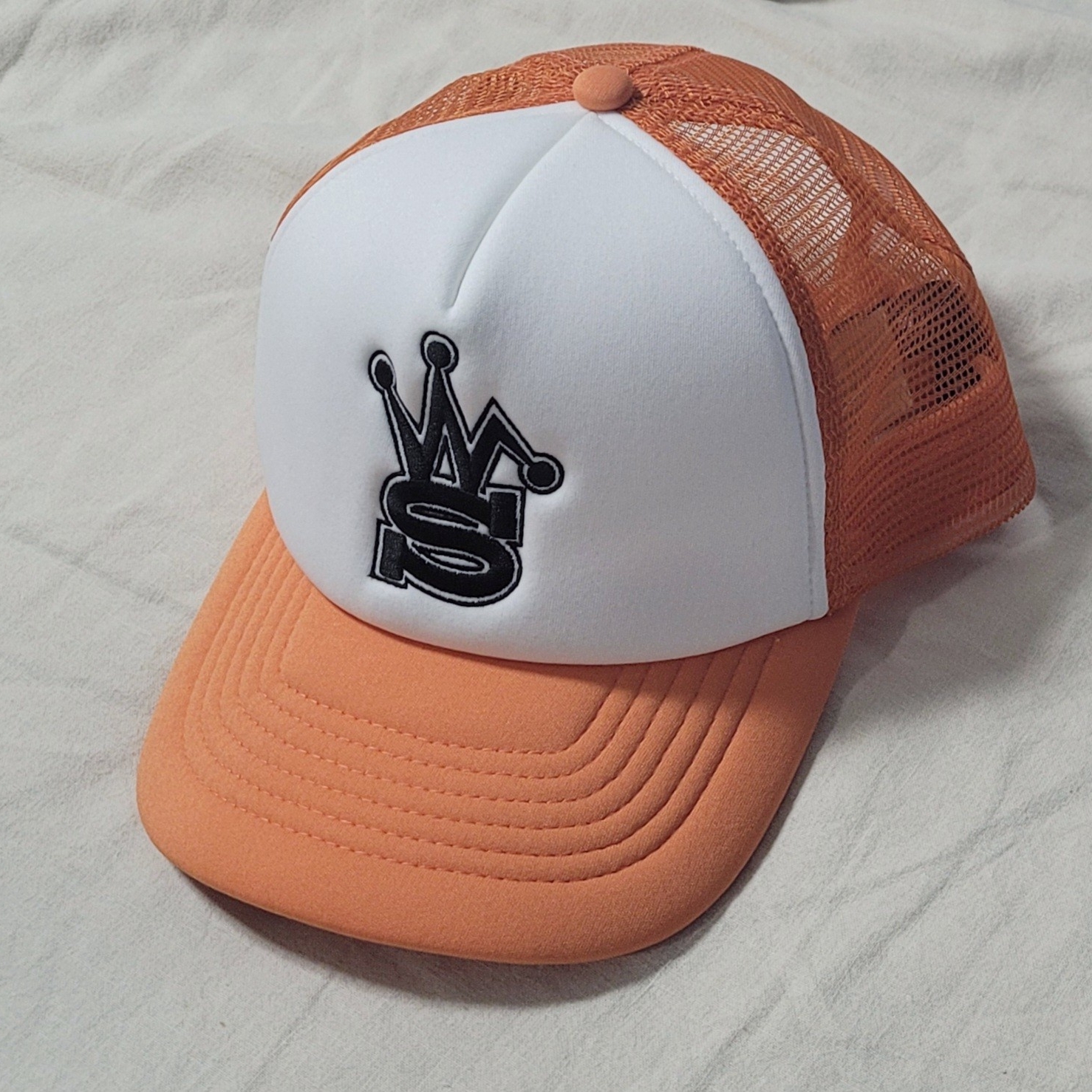 Stussy x Our Legacy Work Shop Trucker Cap Orange 착용 스타일