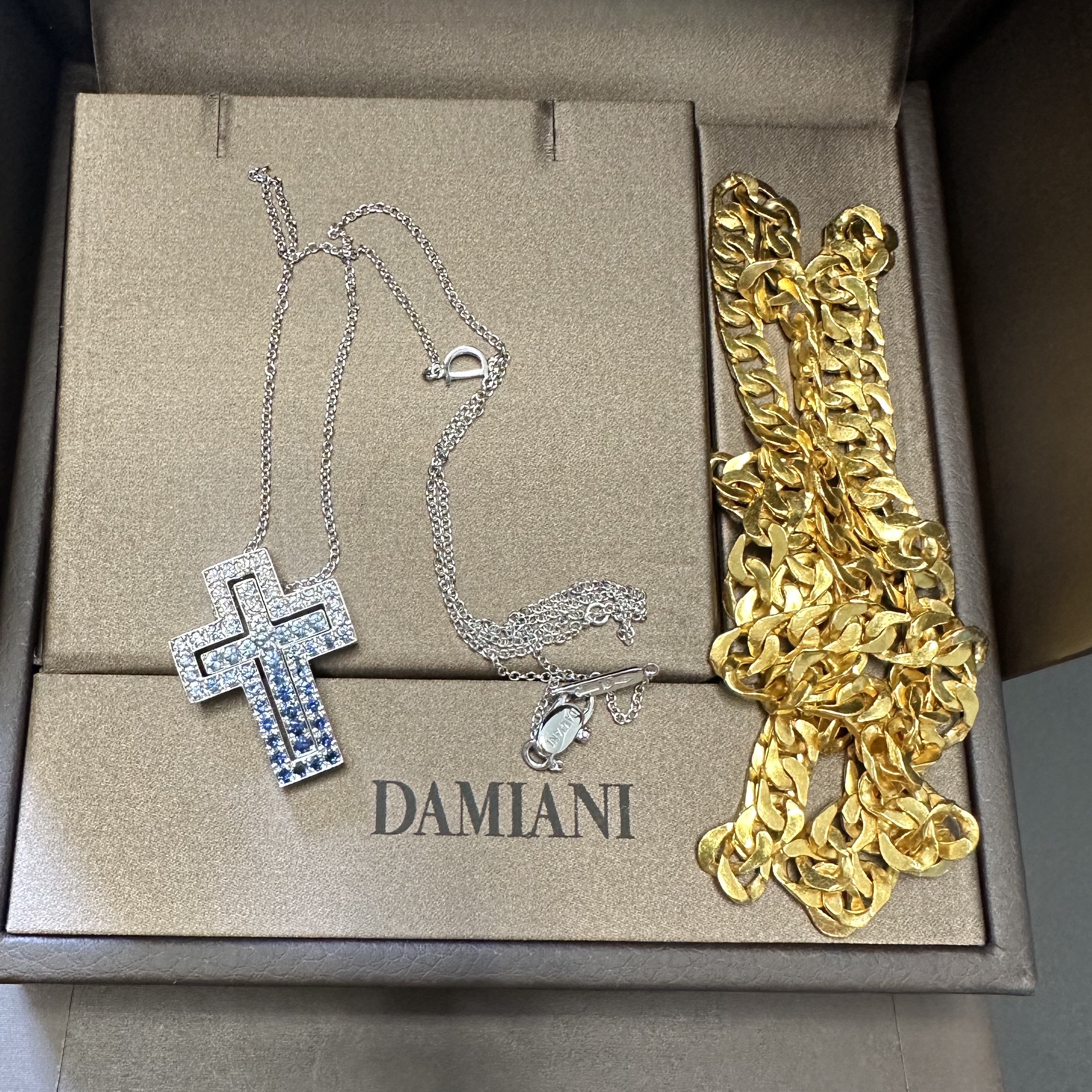 Damiani Belle Epoque Diamonds Sapphires Necklace White Gold 착용 스타일 - 5
