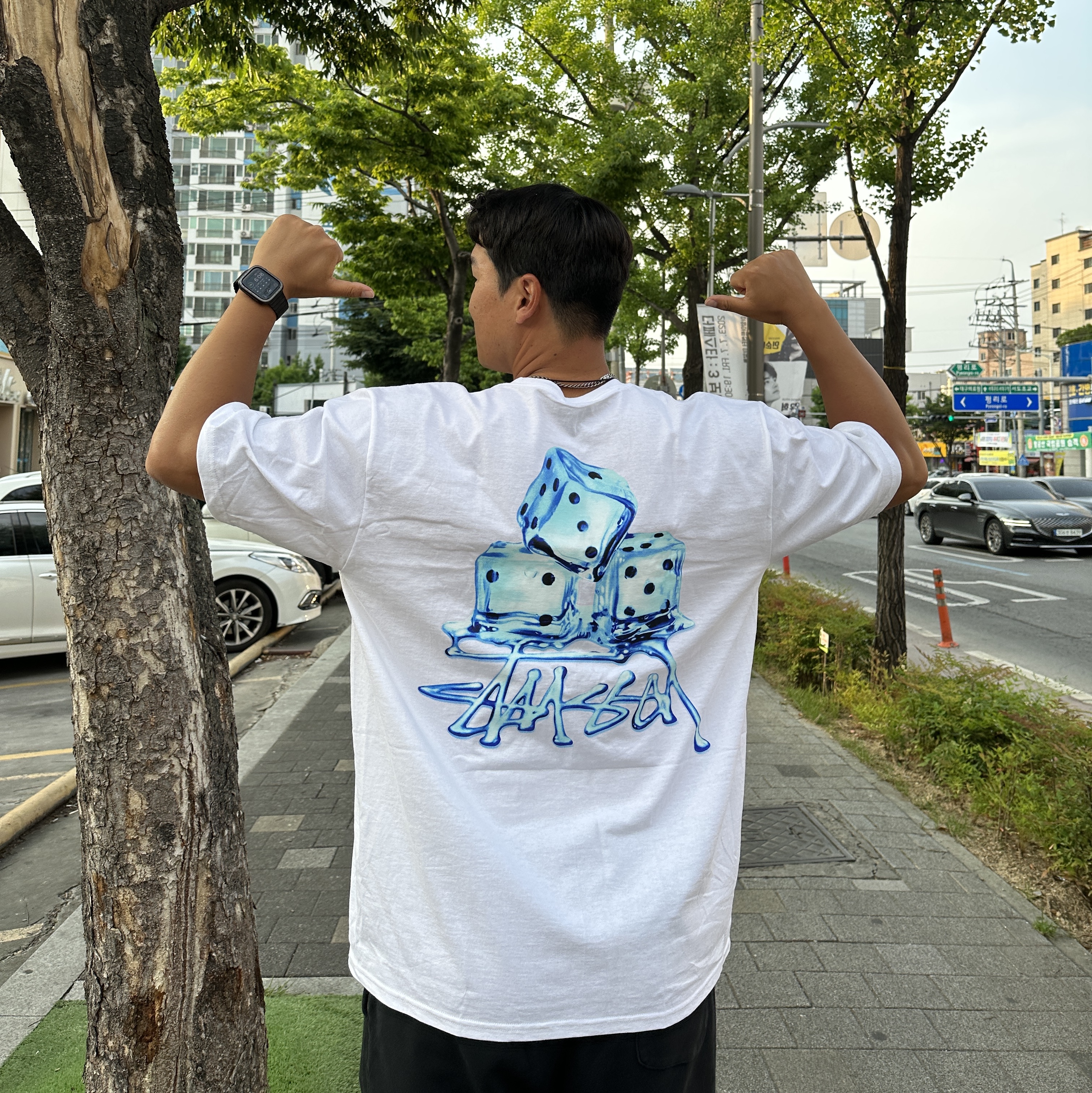 Stussy Melted T-Shirt White 착용 스타일