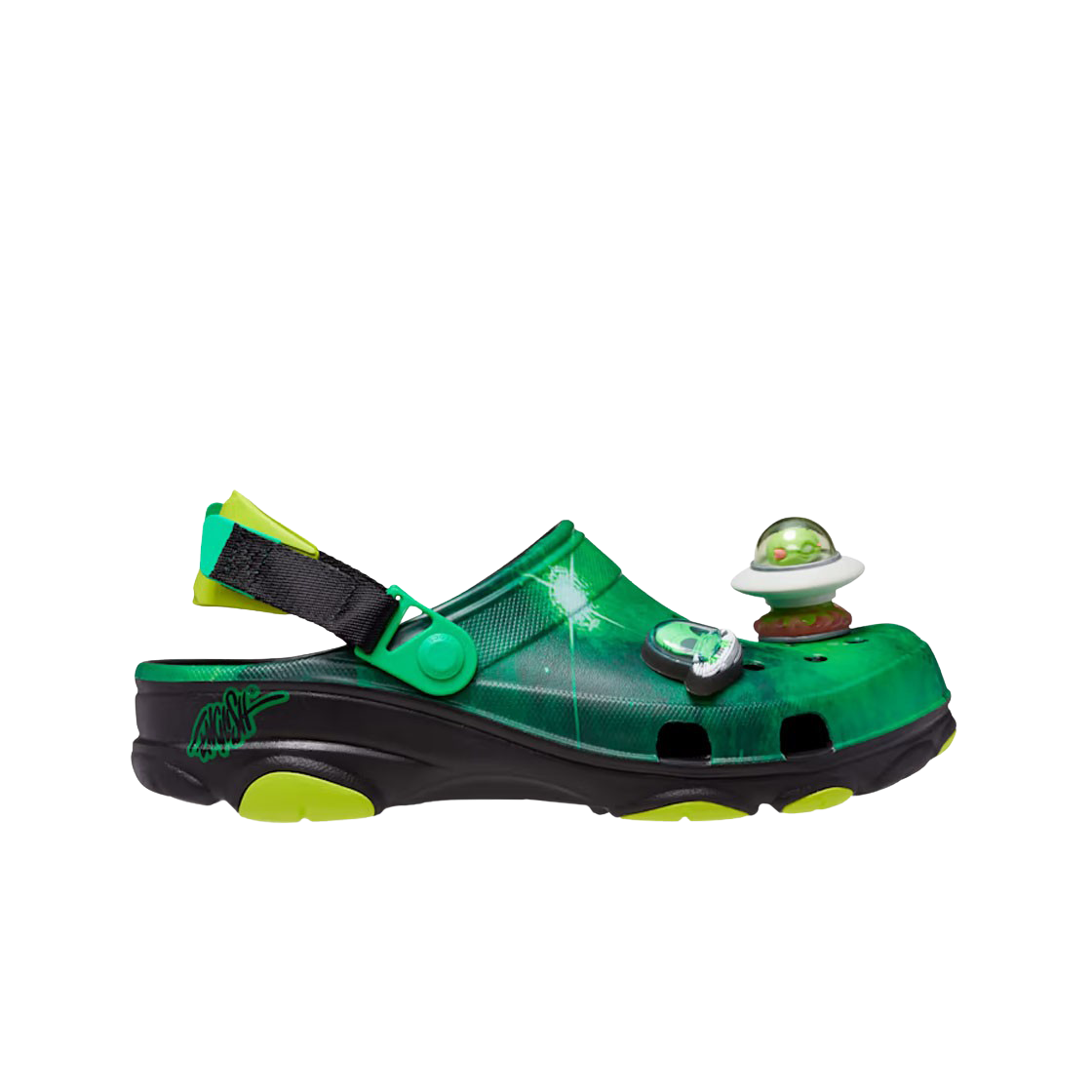 크록스 x 론 잉글리쉬 올 터레인 클로그 블랙 네온 그린(Crocs x Ron English Classic All Terrain Clog Black Neon Green) - 1