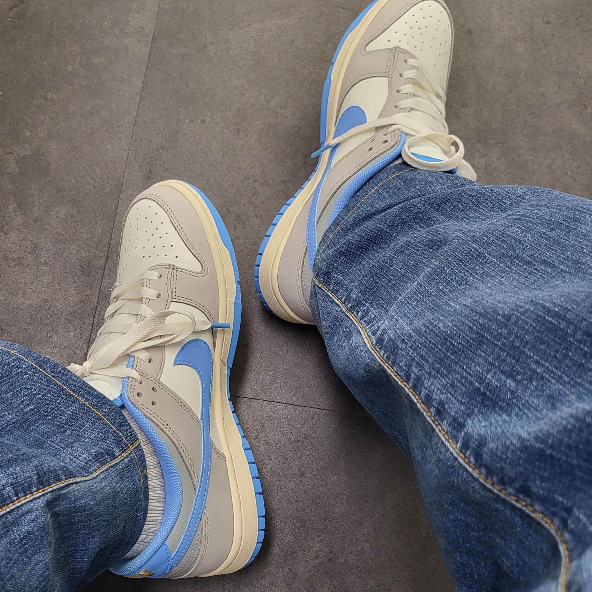 Nike Dunk Low Sail University Blue, Supreme Cordura Ripstop S Logo 6-Panel Royal - 23SS 착용 스타일 - 5
