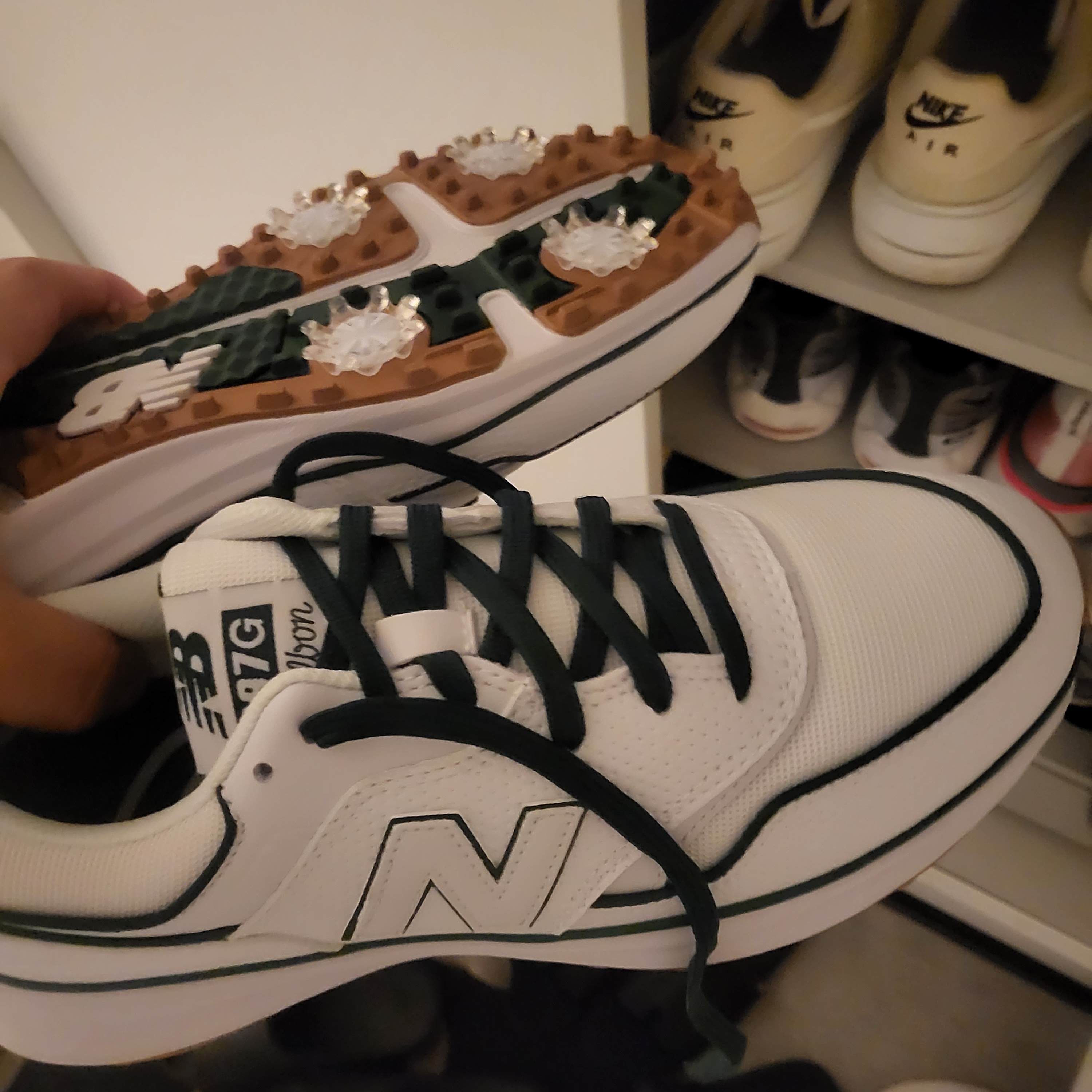 New Balance x Malbon 997 Golf White Green 착용 스타일