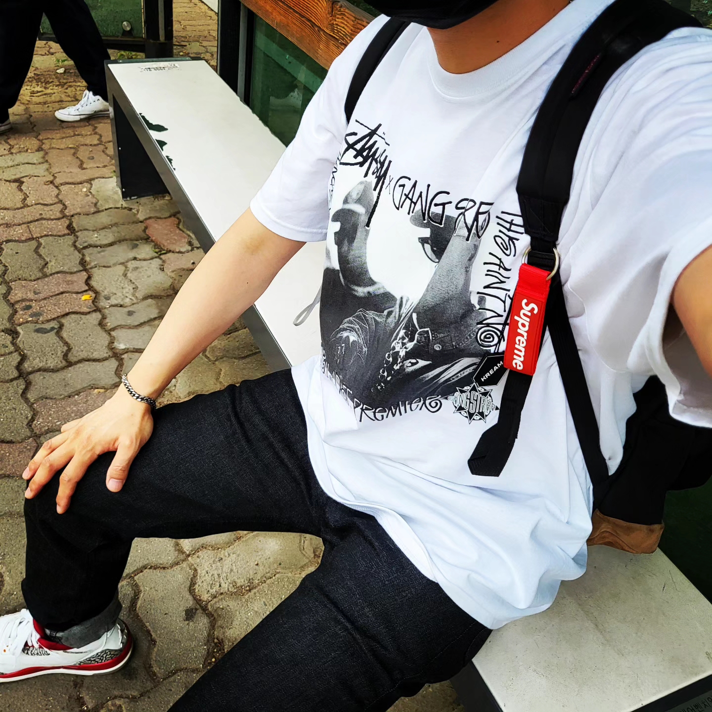 Supreme Denim Camp Cap Washed Black - 22FW, Jordan 3 Retro Cardinal Red 착용 스타일 - 3