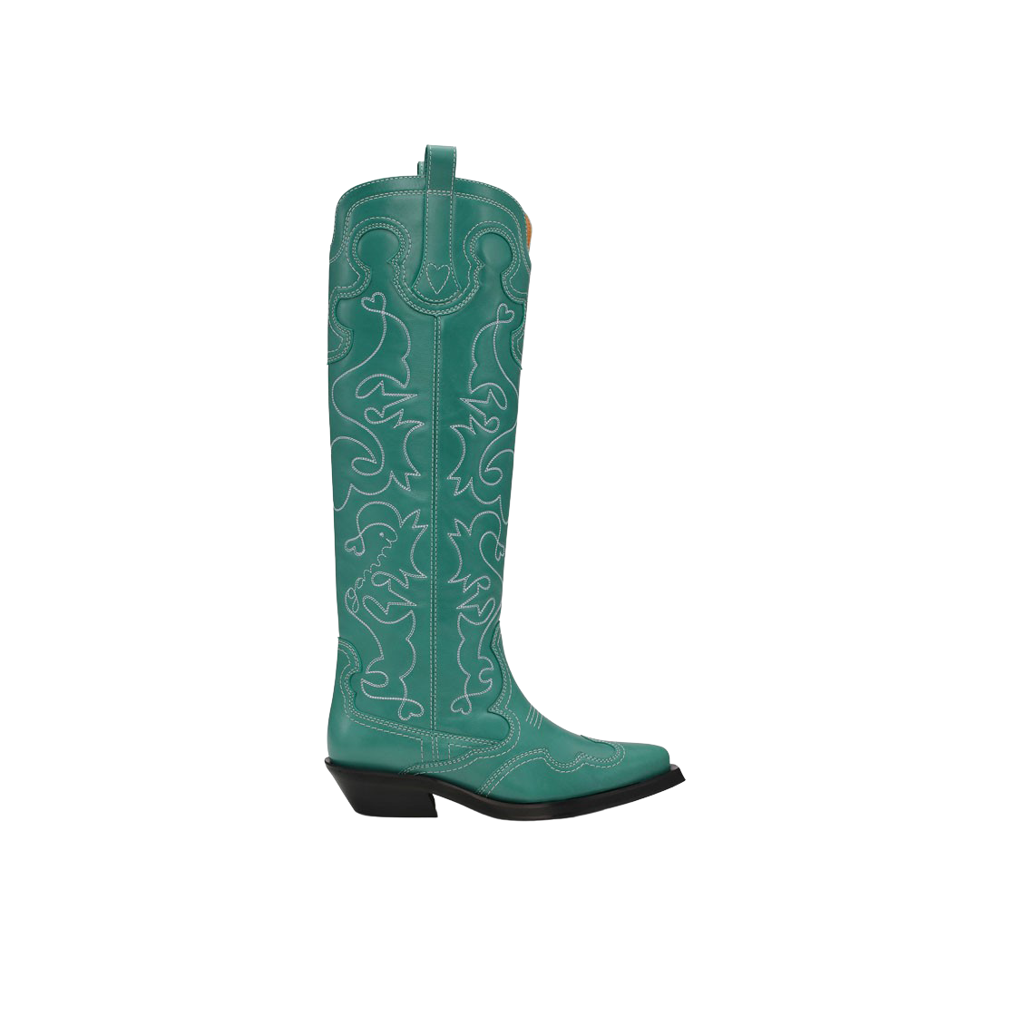 가니 니 하이 자수 웨스턴 부츠 보틀 그린(Ganni Knee High Embroidered Western Boots Bottle Green) - 1