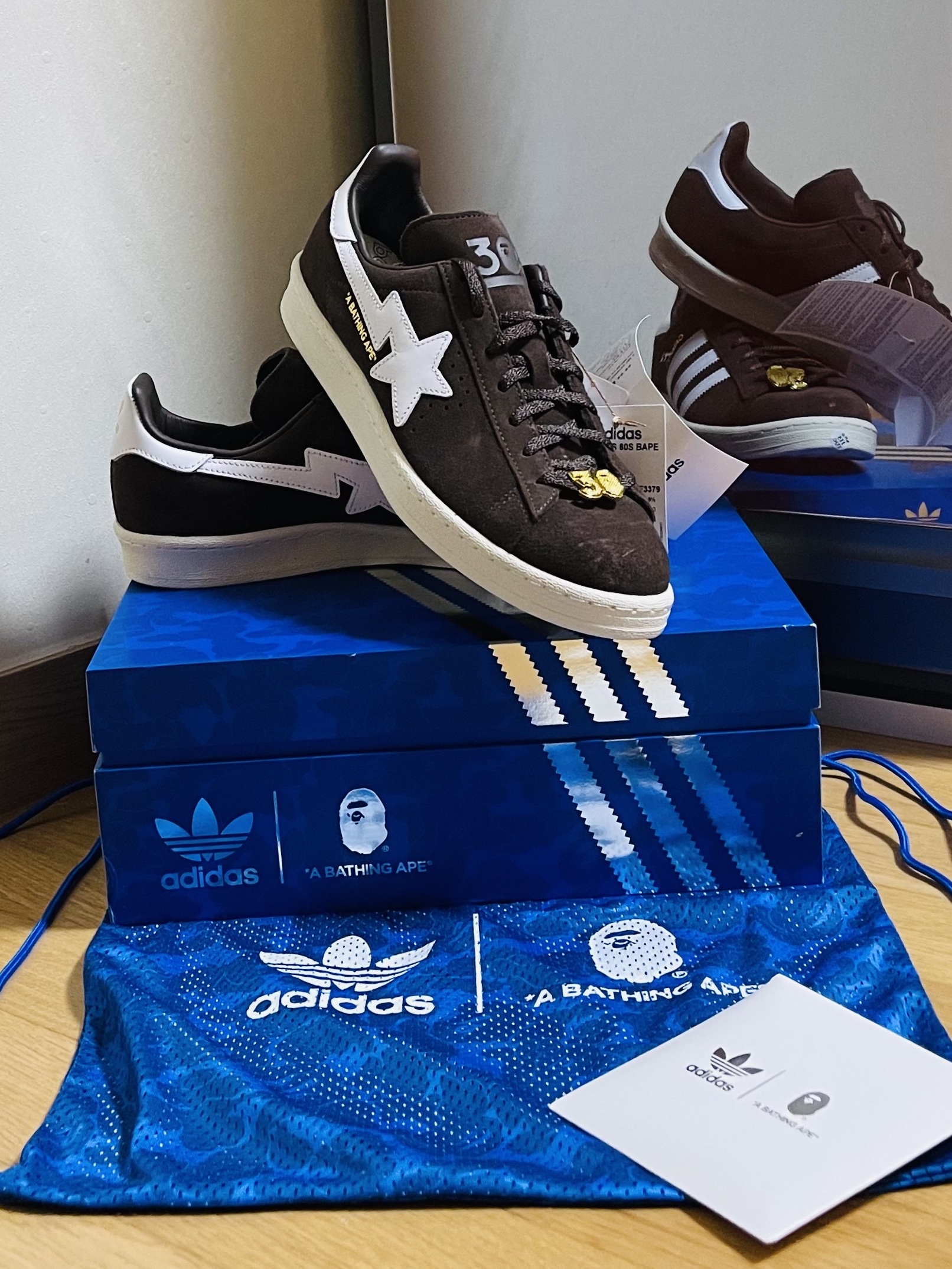 Adidas x BAPE Campus 80s Brown 착용 스타일