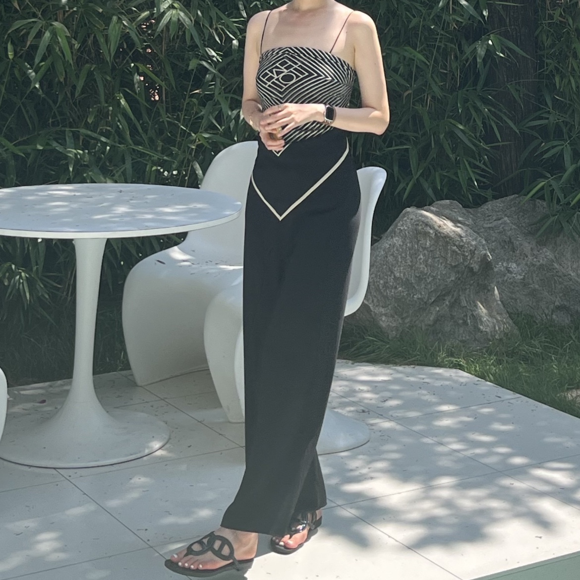 (W) Hermes Egerie Sandal Noir 착용 스타일