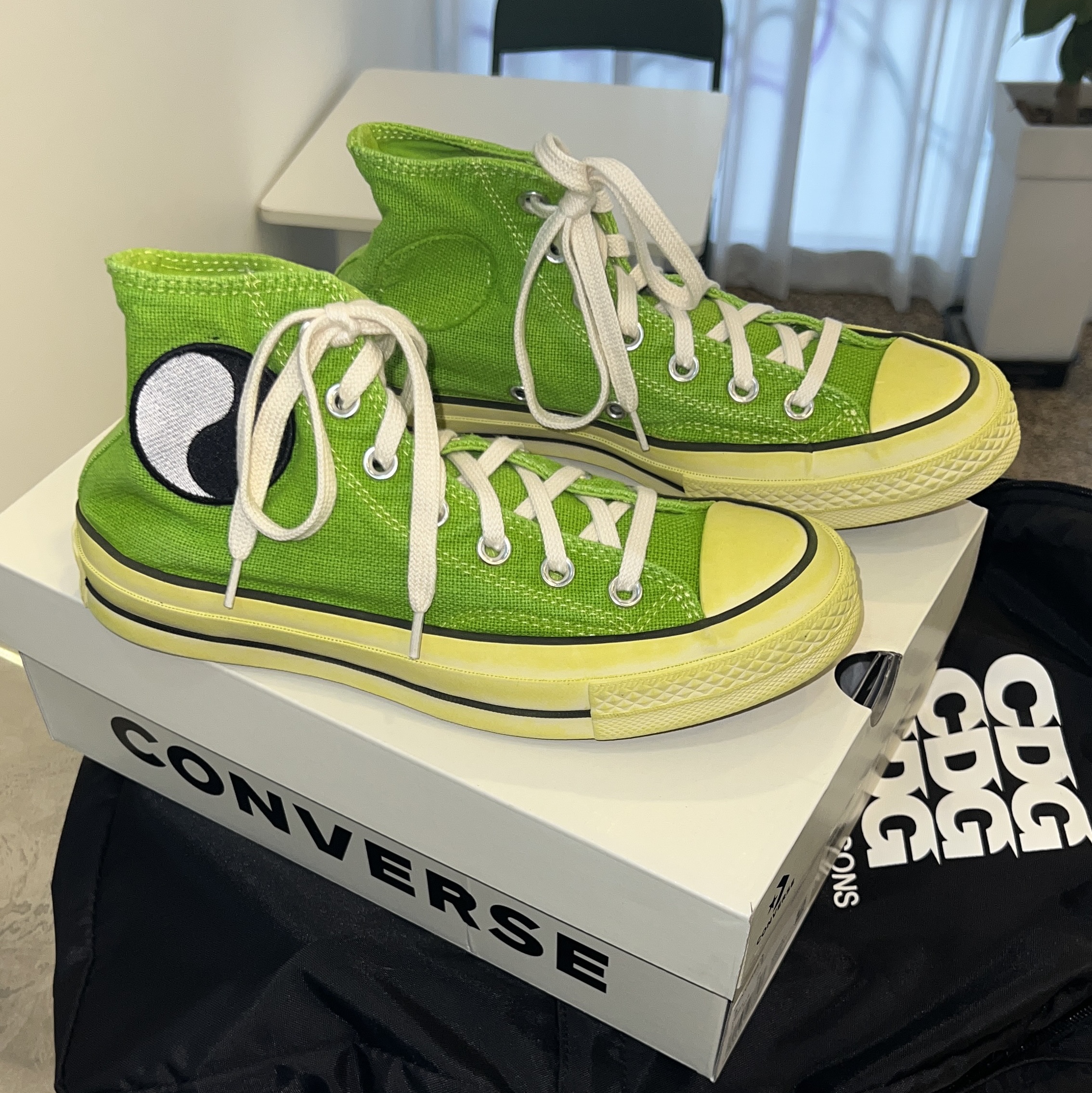 Converse x Stussy x Our Legacy Work Shop Chuck 70 High Lizard Green 착용 스타일
