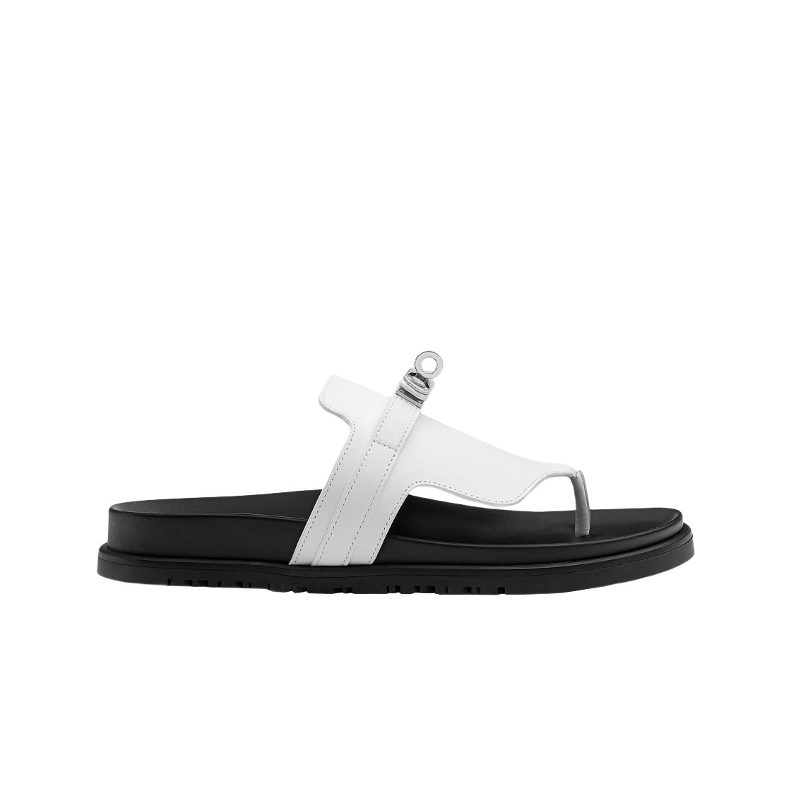H221074Z90 / H252300Z90 (W) Hermes Empire Sandal Calfskin & Palladium Blanc