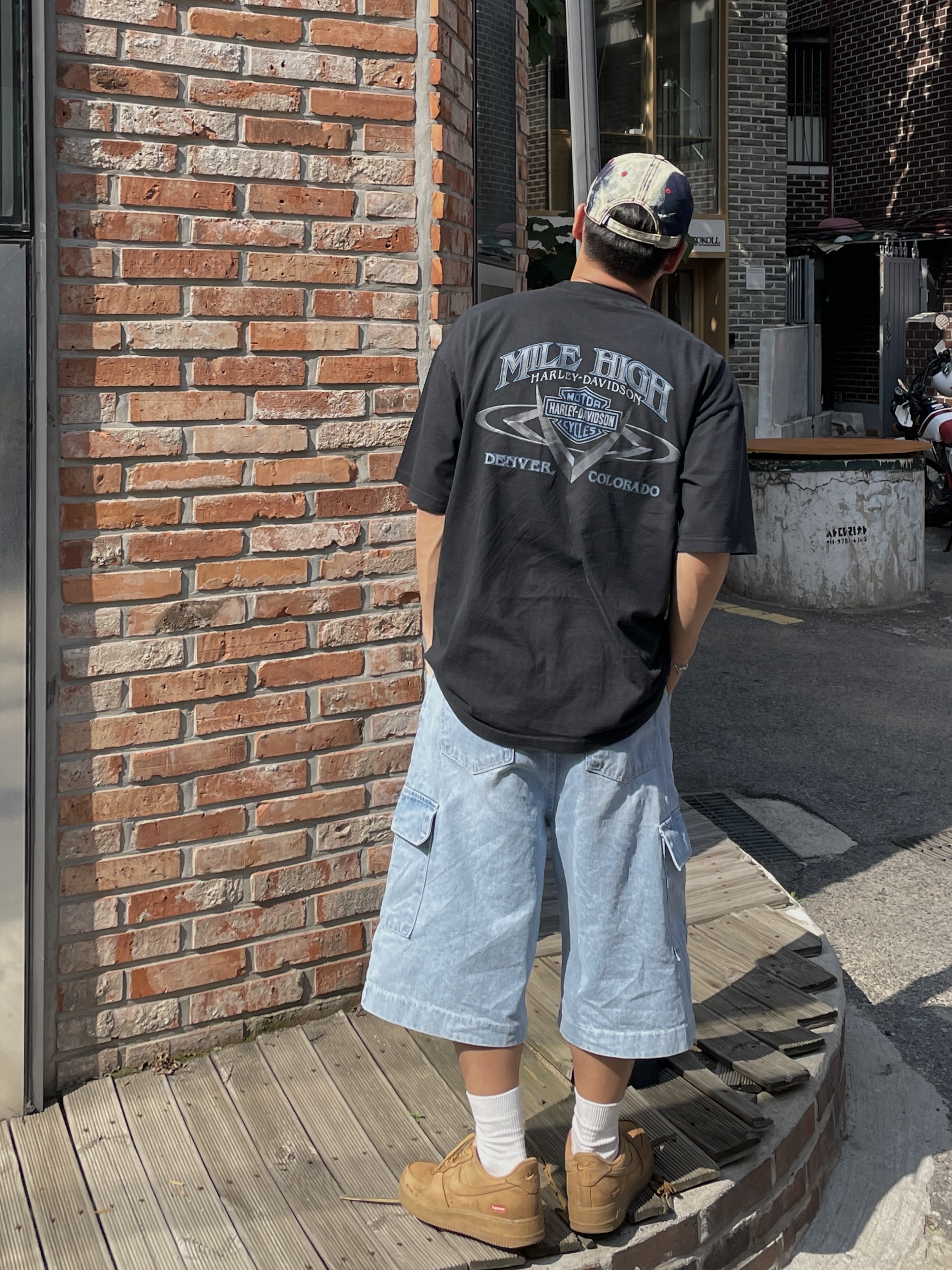 Diesel C-Seymon Treated Denim Baseball Cap Blue White, Nike x Supreme Air Force 1 Low Flax 착용 스타일