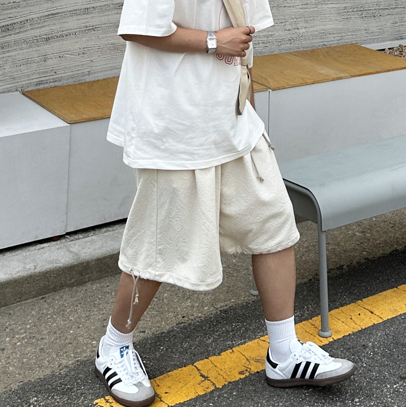 Adidas Samba Vegan White Black 착용 스타일 - 1