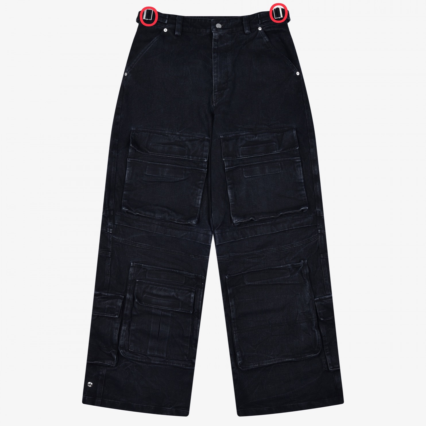 Project G/R Crinkle Denim Cargo Pants Black 착용 스타일 - 1