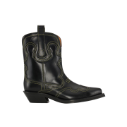 Ganni Embroidered Western Boots Black Yellow