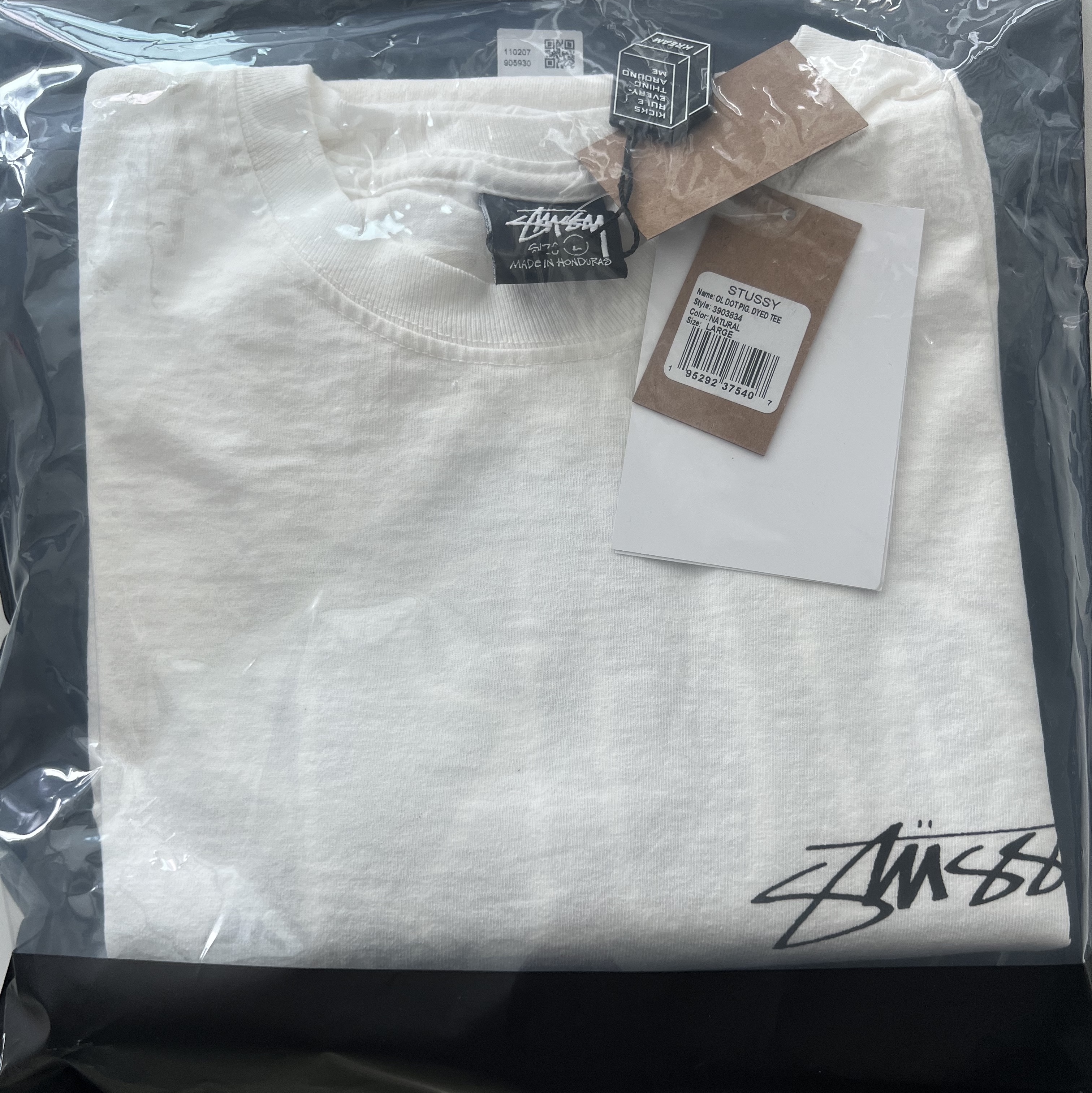 Stussy x Our Legacy Work Shop Dot Pigment Dyed T-Shirt Natural 착용 스타일