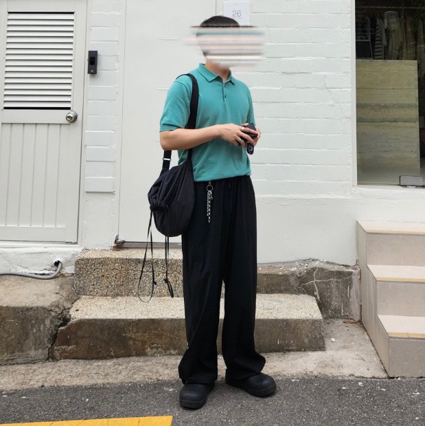 Nonnod Lounge Nylon Snap Pants Black 착용 스타일 - 1