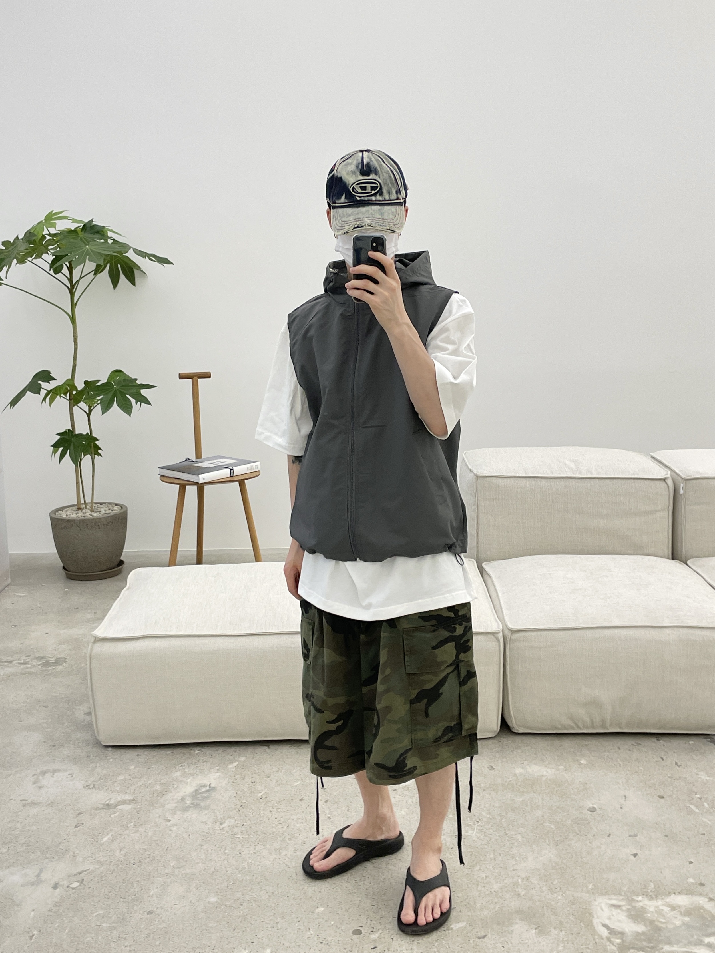 Diesel C-Seymon Treated Denim Baseball Cap Blue White, Oofos OOriginal Black 착용 스타일