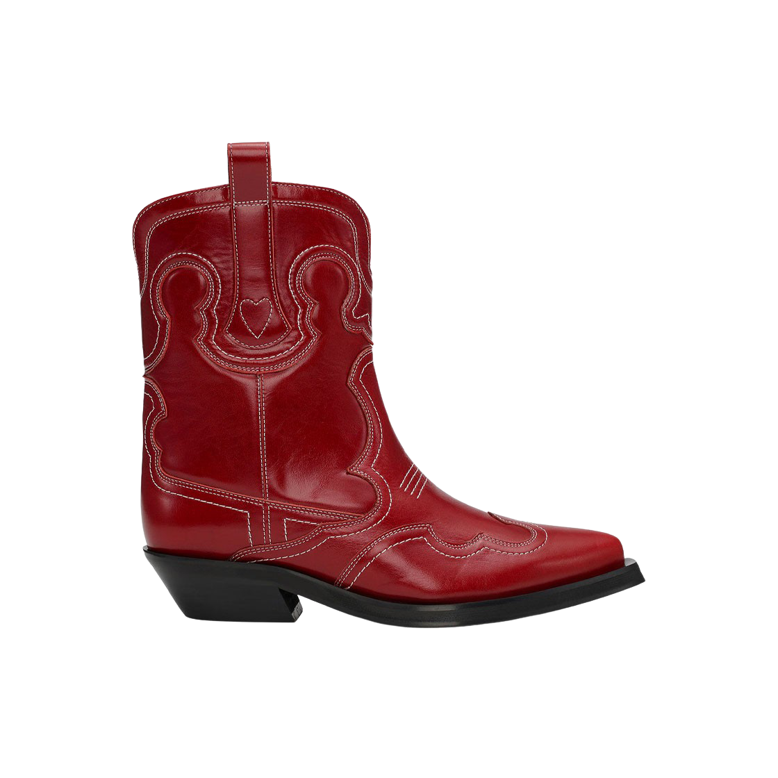 가니 로우 샤프트 자수 웨스턴 부츠 바베이도스 체리(Ganni Low Shaft Embroidered Western Boots Barbados Cherry) - 1