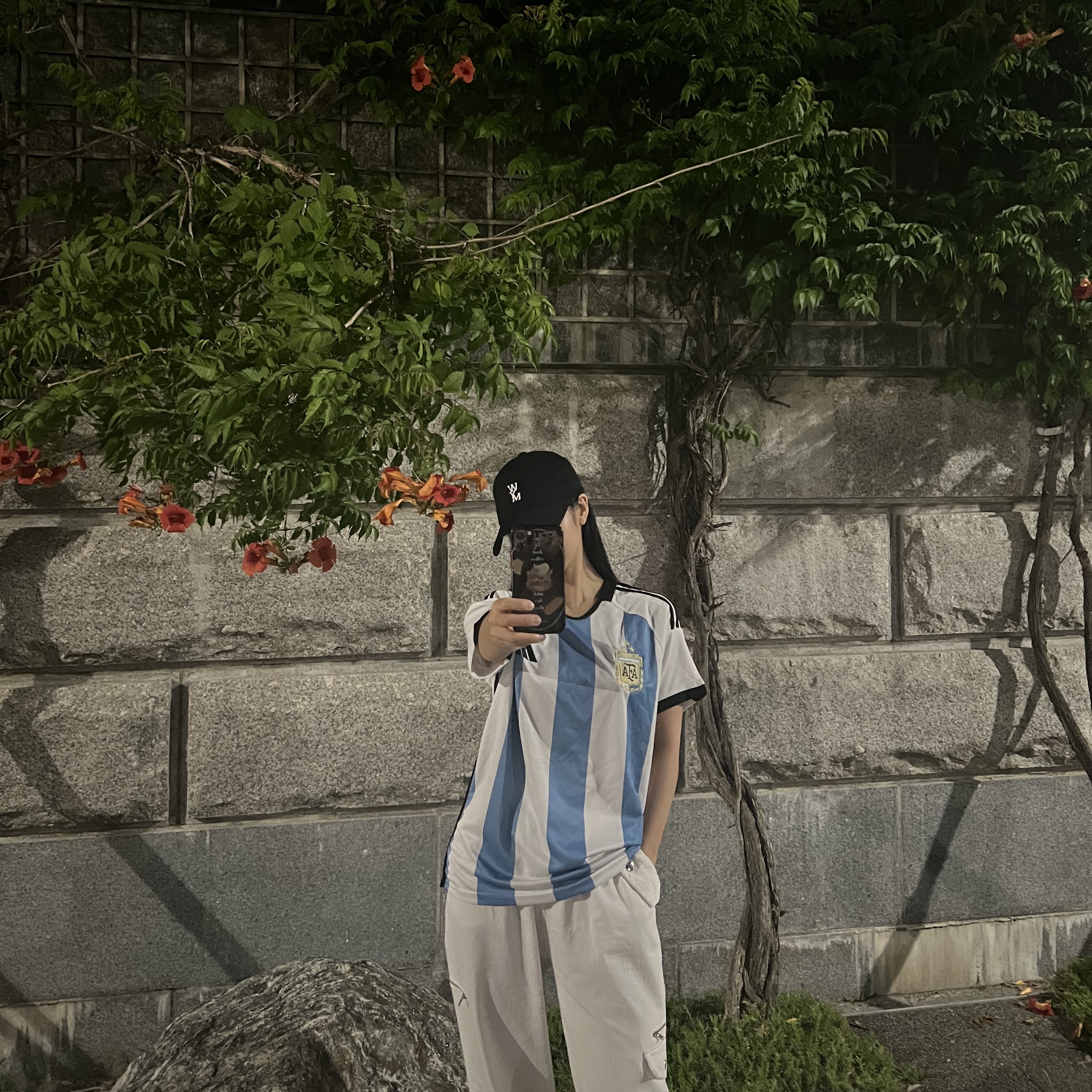 Adidas Argentina Home Jersey 2022 White Light Blue - KR Sizing (Non Marking Ver.), Wooyoungmi Logo Ball Cap Black 착용 스타일