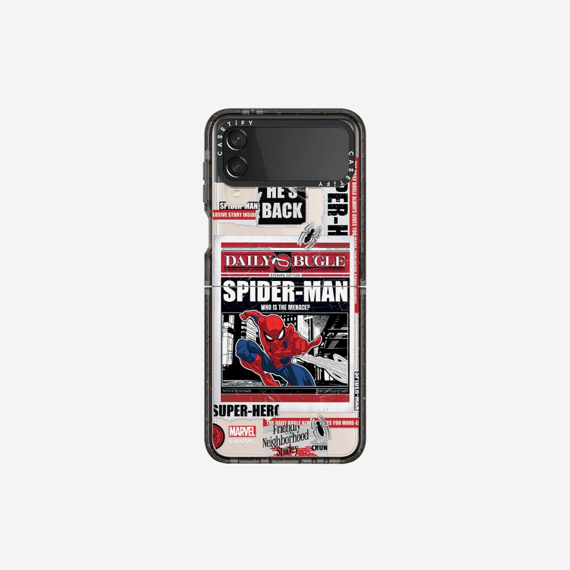 Casetify x Marvel Galaxy Spider-Man Newspaper Sticker Impact Case Clear Black 상세 이미지 1