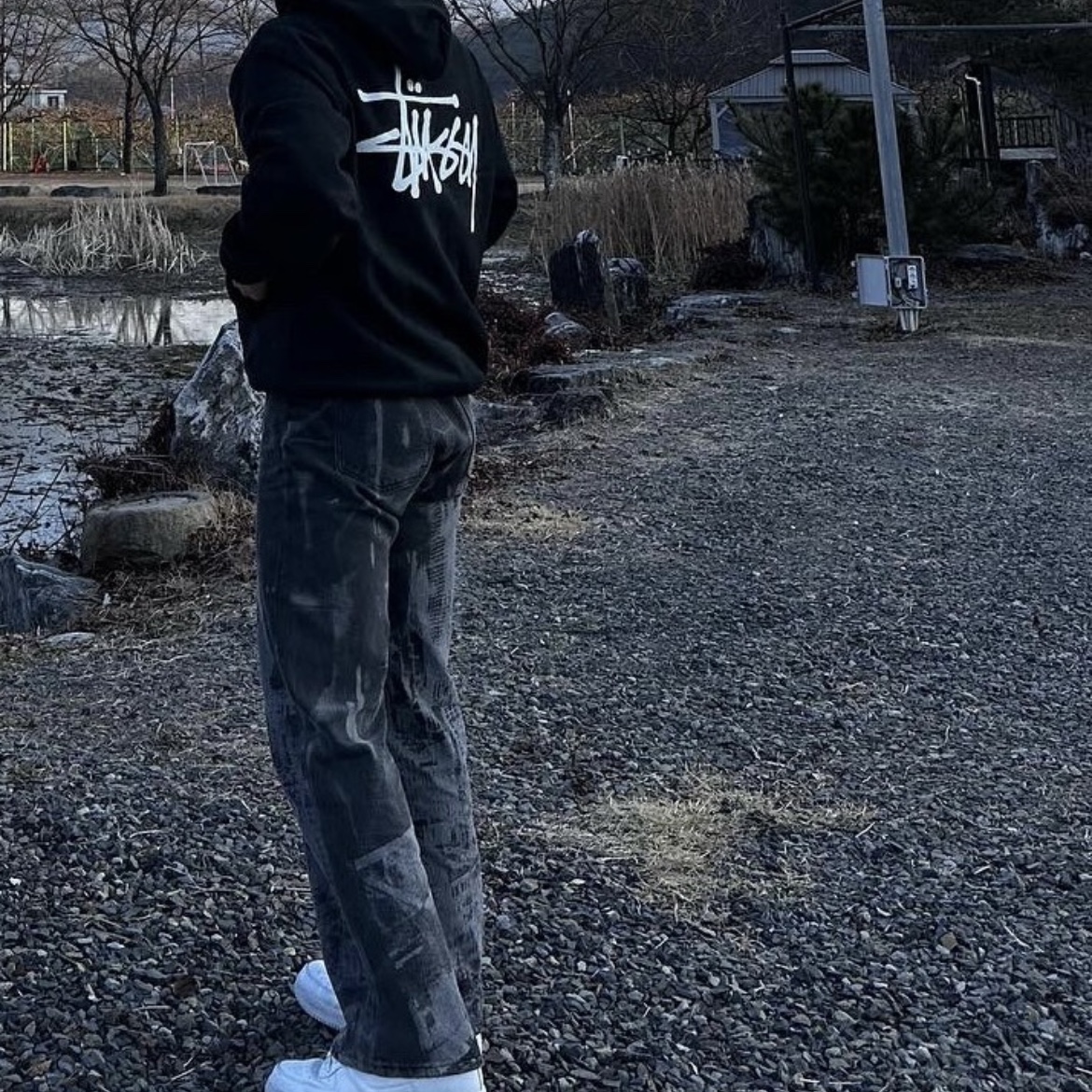 Stussy Basic Stussy Hoodie Black 2022 착용 스타일