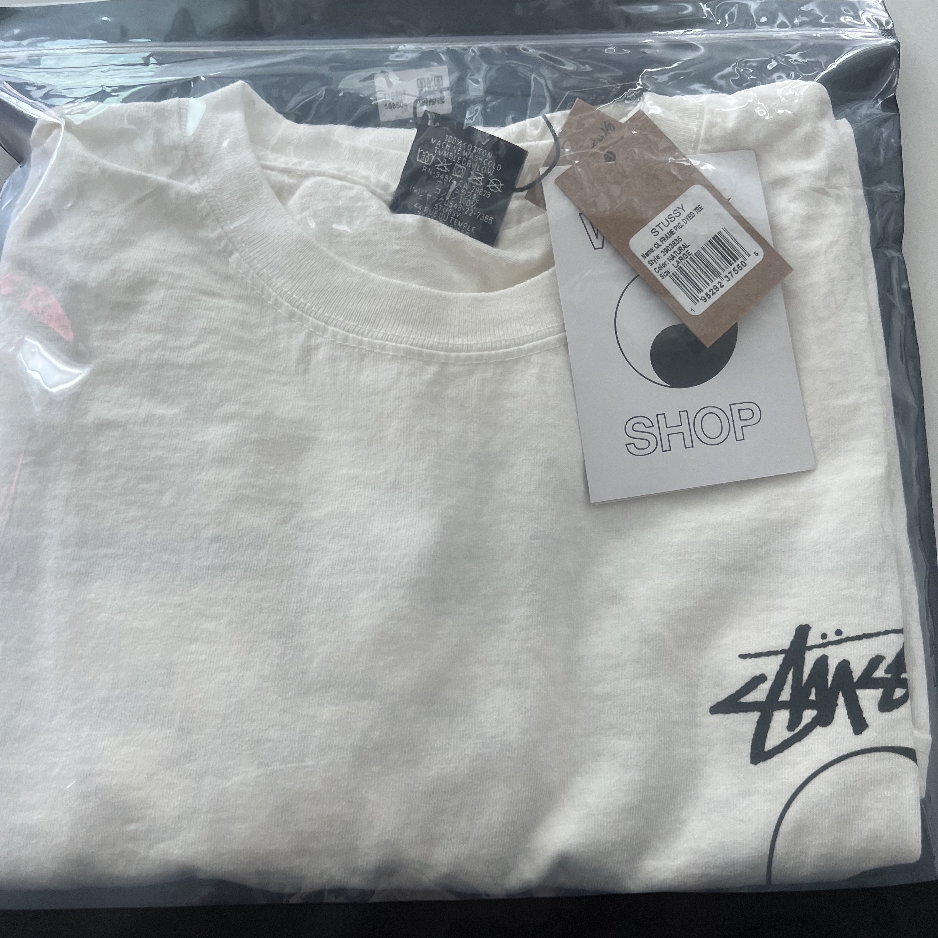 Stussy x Our Legacy Frame Pigment Dyed T-Shirt Natural 착용 스타일 - 1