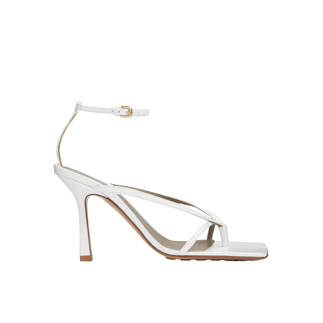 (W) 보테가 베네타 스트레치 스트랩 샌들 옵틱 화이트((W) Bottega Veneta Stretch Strap Sandal Optic White) - 1
