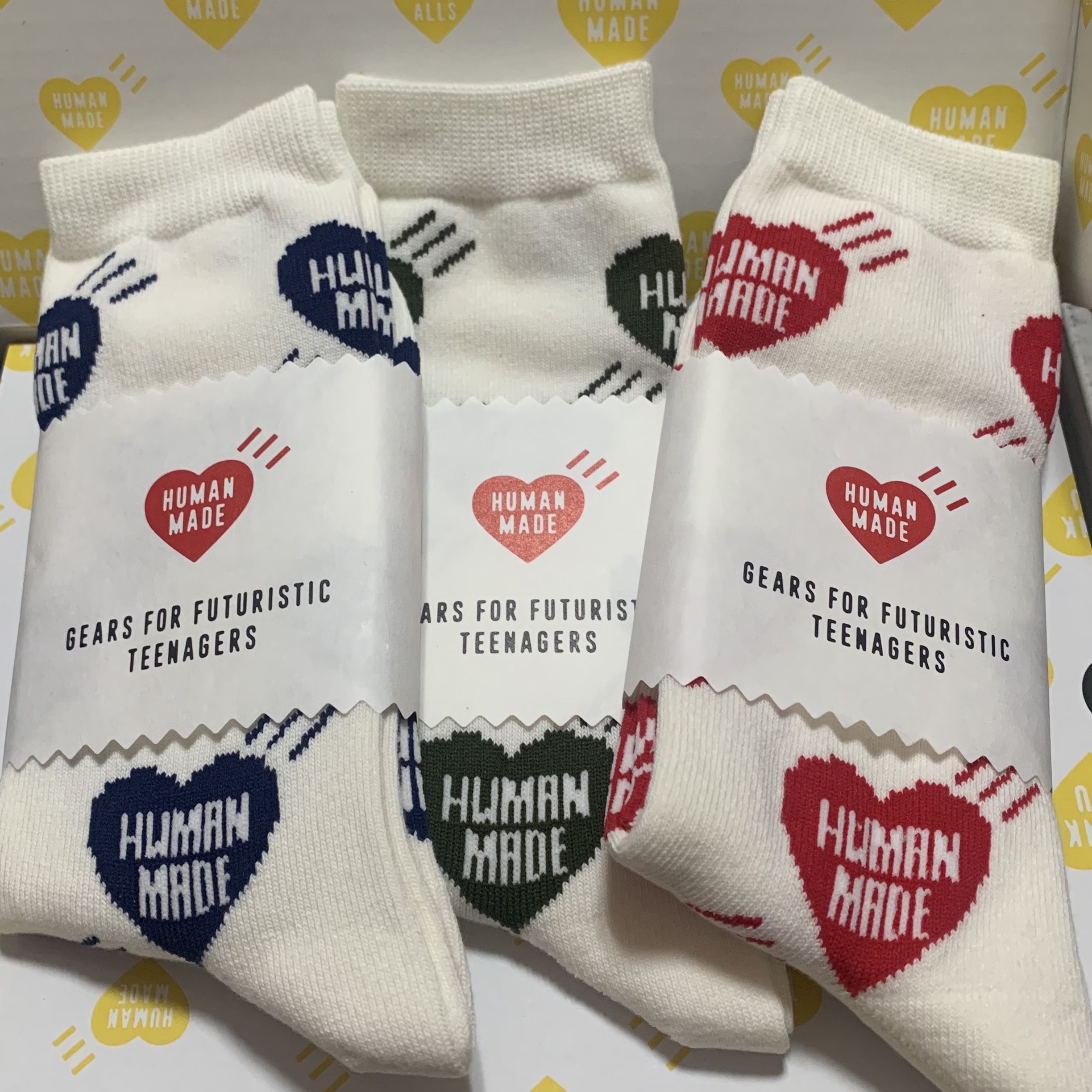 Human Made Heart Pattern Socks Red 착용 스타일