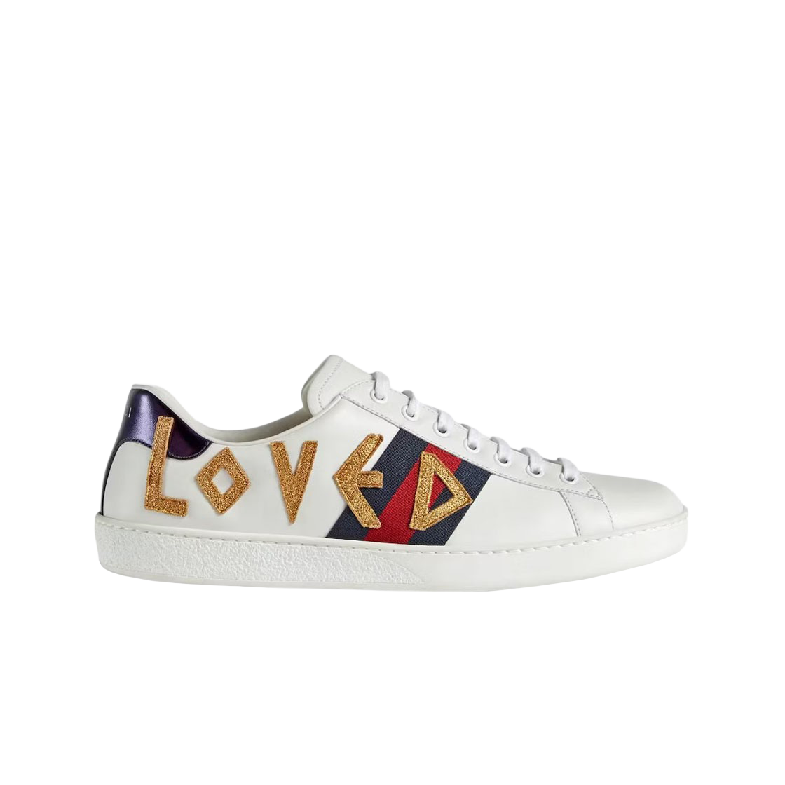 (W) 구찌 에이스 러브드 자수 스니커즈 화이트((W) Gucci Ace Loved Embroidered Sneakers White) - 1