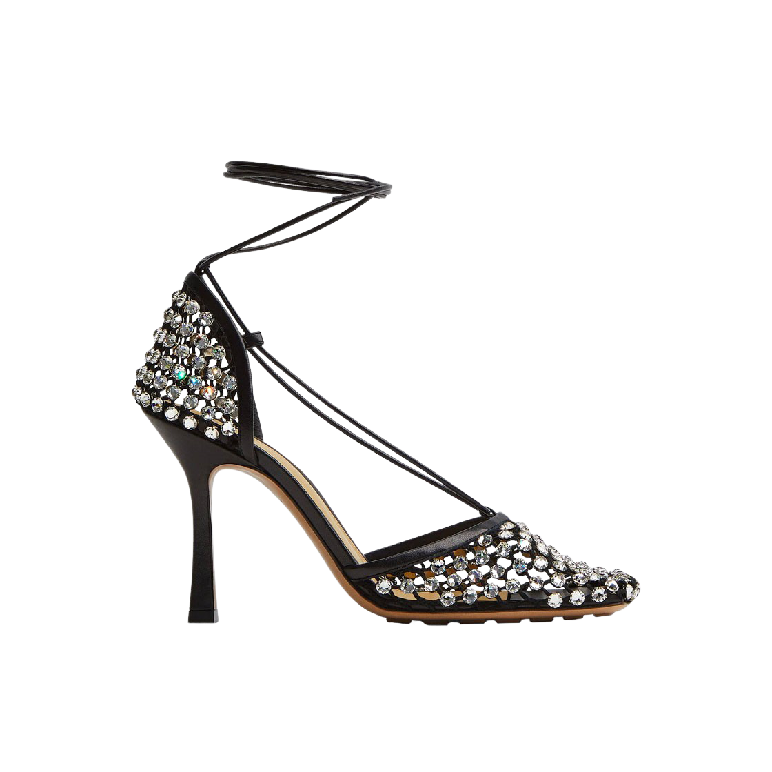 (W) 보테가 베네타 스파클 스트레치 레이스업 샌들 블랙((W) Bottega Veneta Sparkle Stretch Lace-Up Sandal Black) - 1