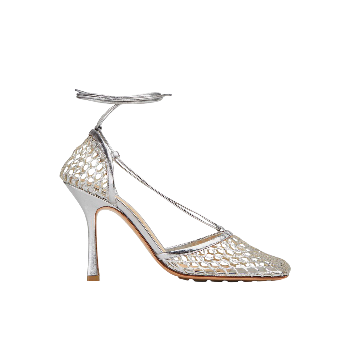 (W) 보테가 베네타 스트레치 레이스업 샌들 실버((W) Bottega Veneta Stretch Lace-Up Sandal Silver) - 1