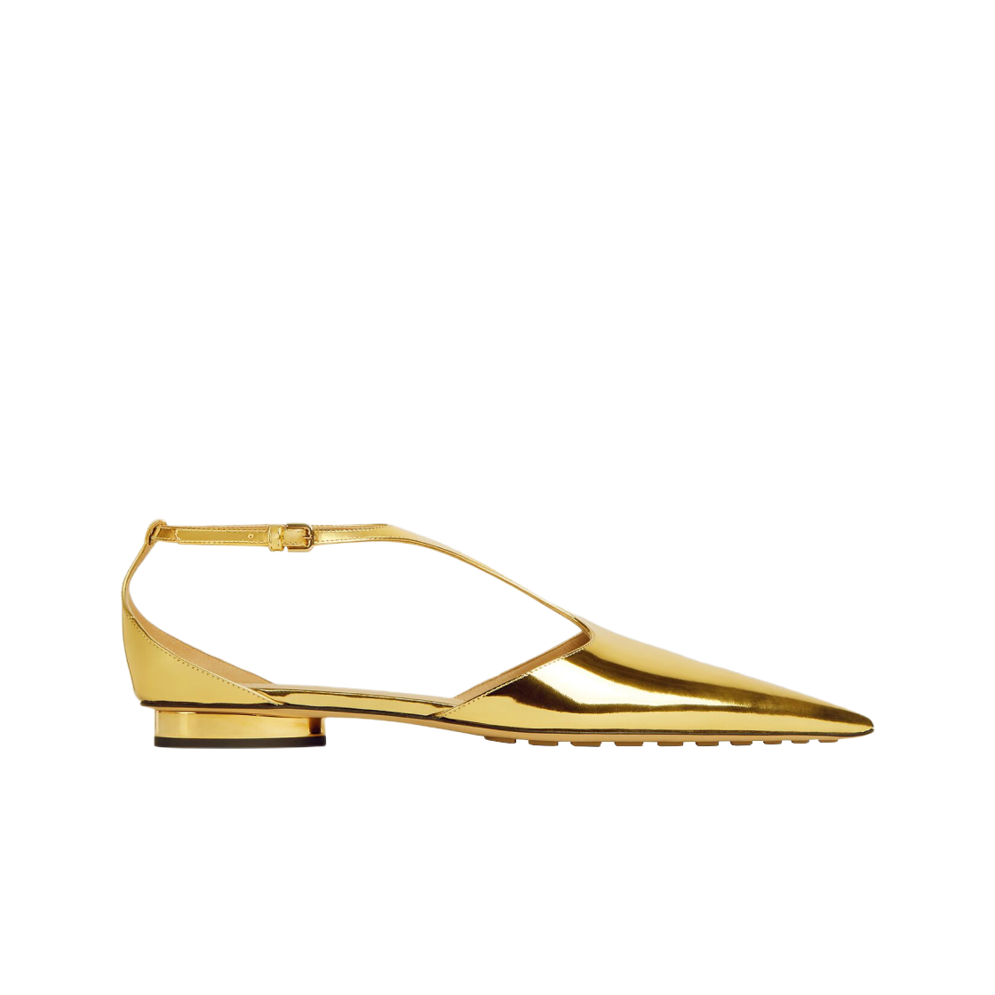 (W) 보테가 베네타 로켓 T-바 발레리나 플랫 골드((W) Bottega Veneta Rocket T-Bar Ballerina Flat Gold) - 1