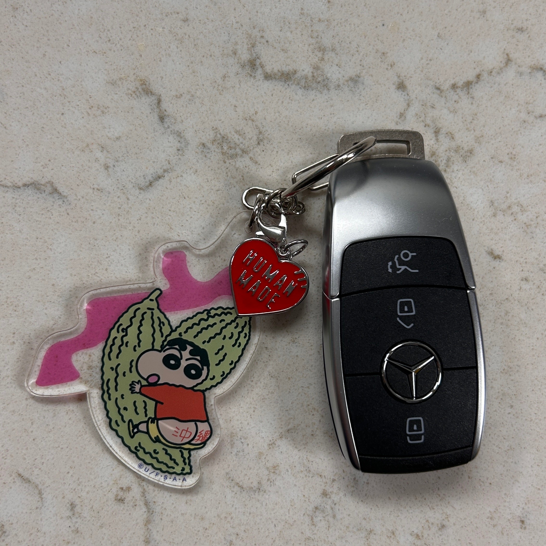 Human Made Heart Mini Keycharm Red 착용 스타일