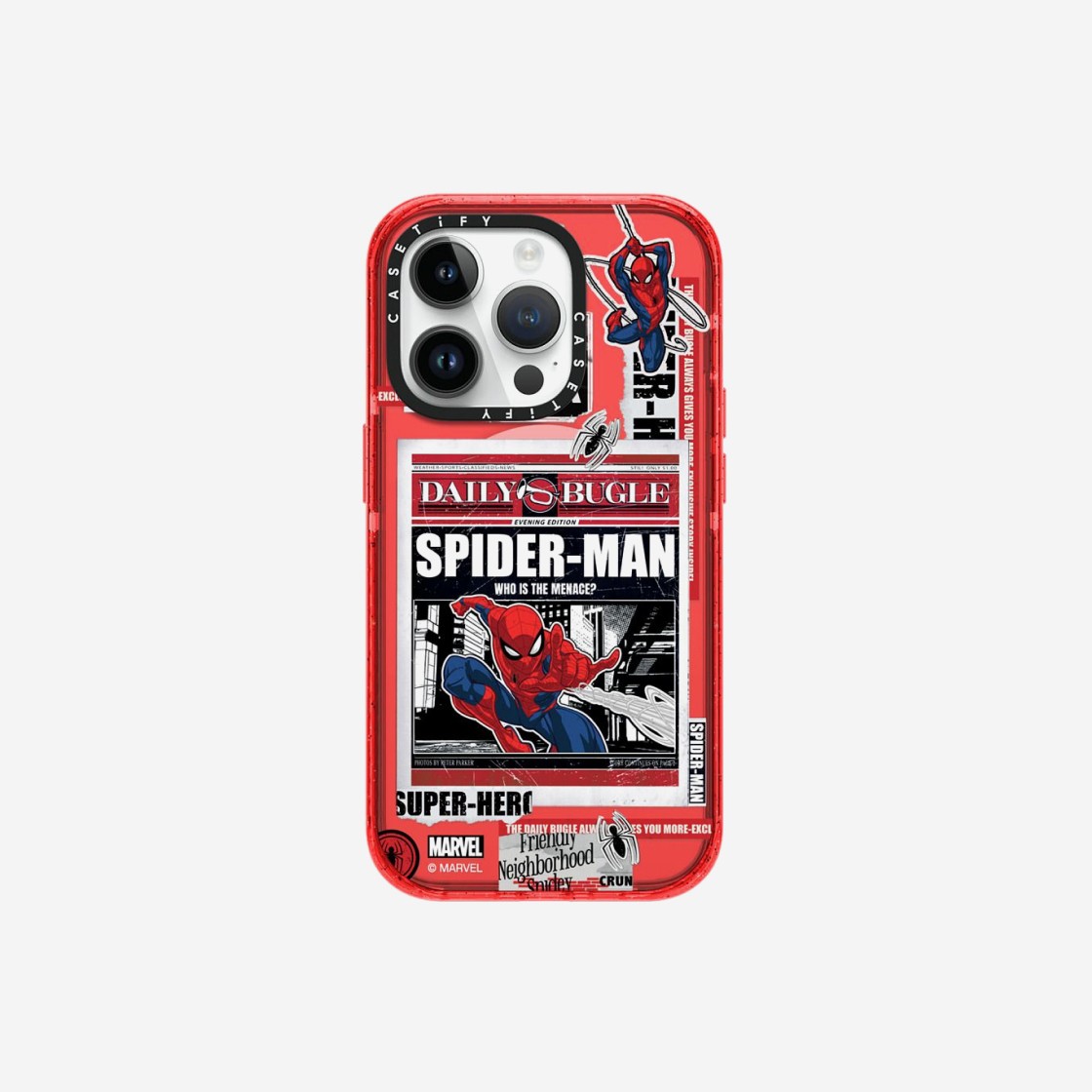 Casetify x Marvel iPhone Spider-Man Newspaper Sticker Red Magsafe Impact Case Sheer Watermelon 상세 이미지 1