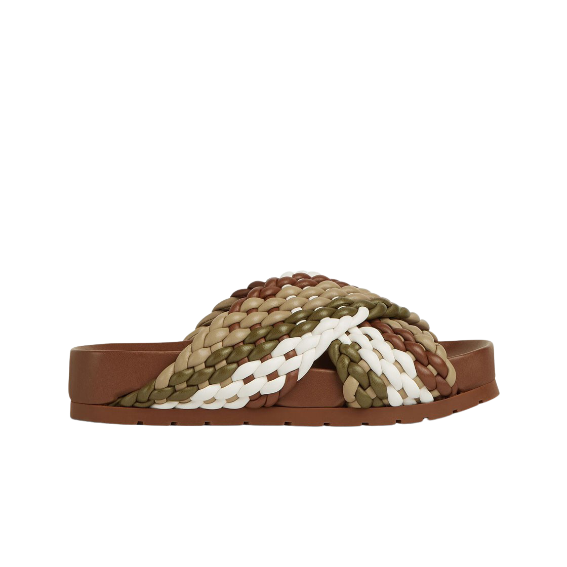 (W) 보테가 베네타 타릭 플랫 샌들 리아나 세서미 토피 화이트((W) Bottega Veneta Tarik Flat Sandal Liana Sesame Toffee White) - 1