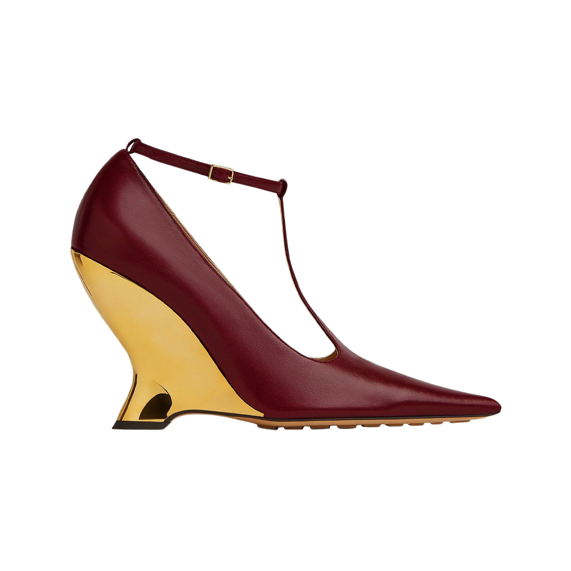 (W) 보테가 베네타 푼타 T 바 펌프스 멀롯((W) Bottega Veneta Punta T Bar Pumps Merlot) - 1