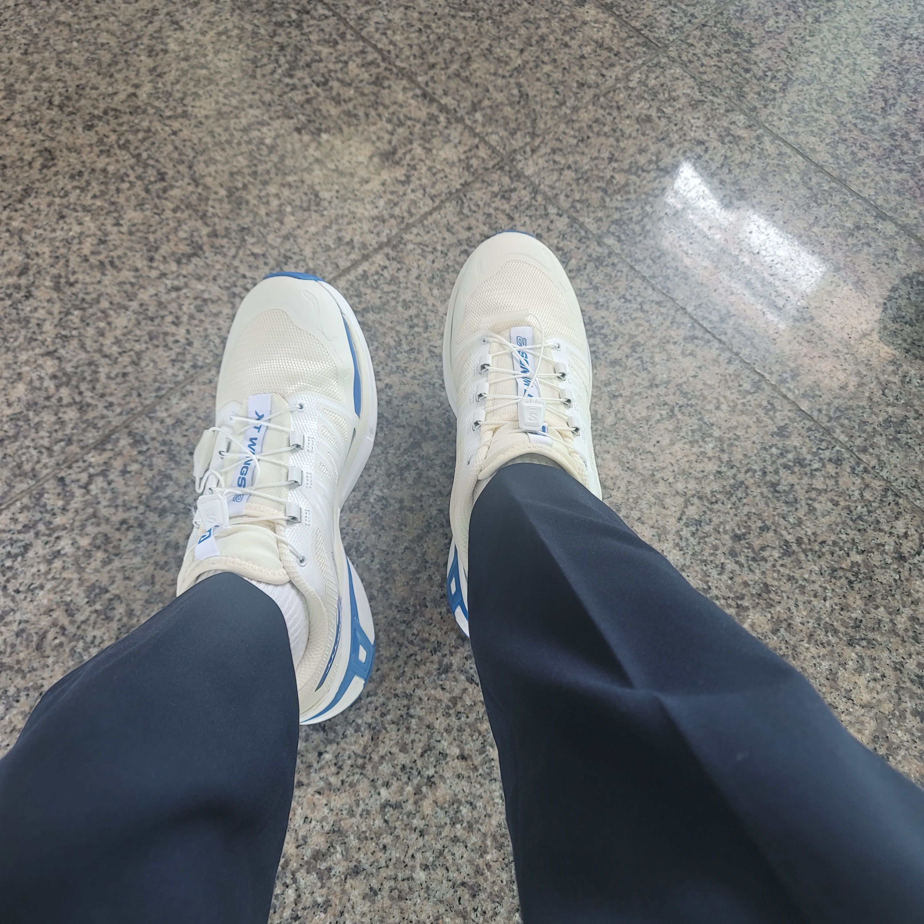 Salomon x JJJJound XT-Wings 2 White Lapis Blue 착용 스타일 - 2