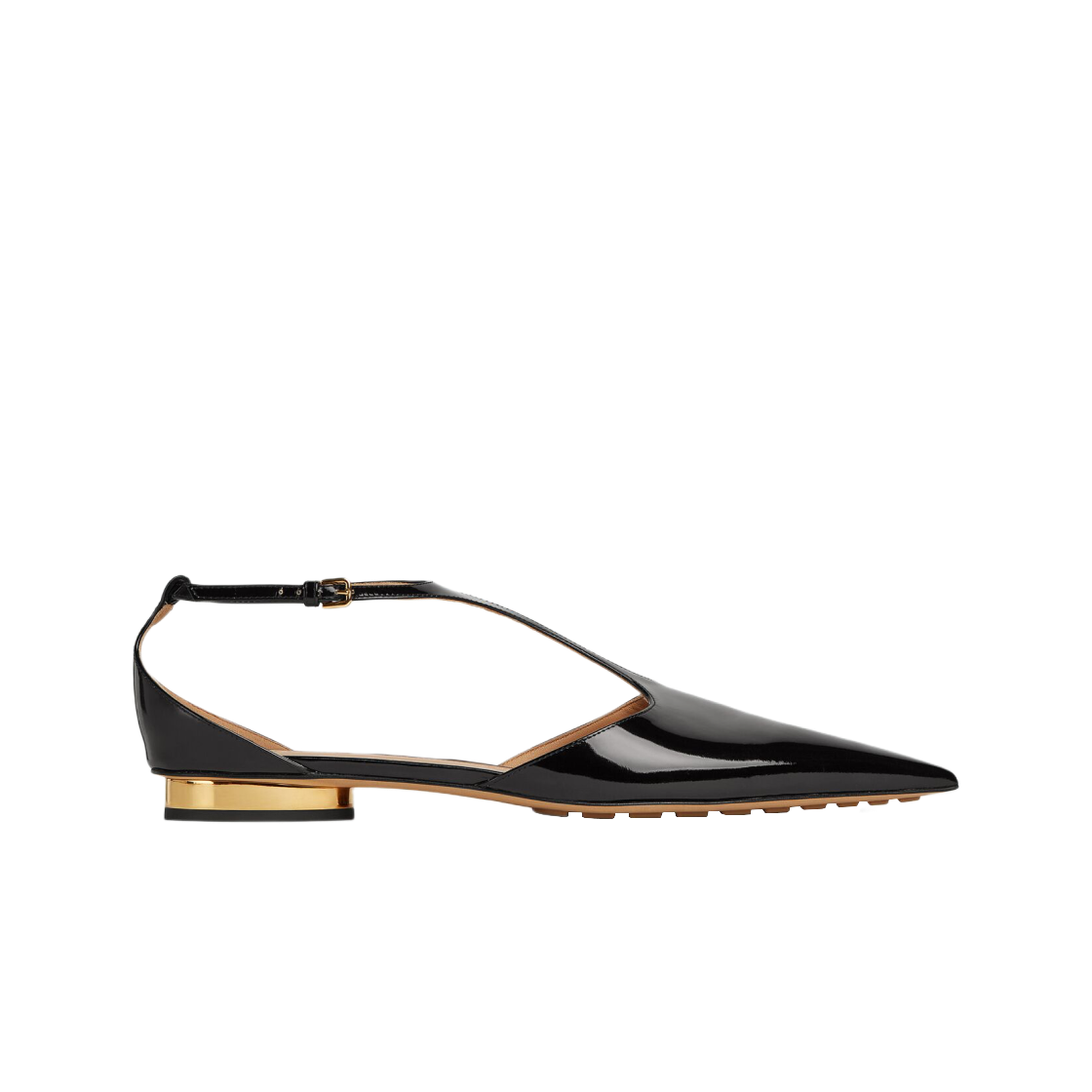 (W) 보테가 베네타 로켓 T-바 발레리나 플랫 블랙((W) Bottega Veneta Rocket T-Bar Ballerina Flat Black) - 1