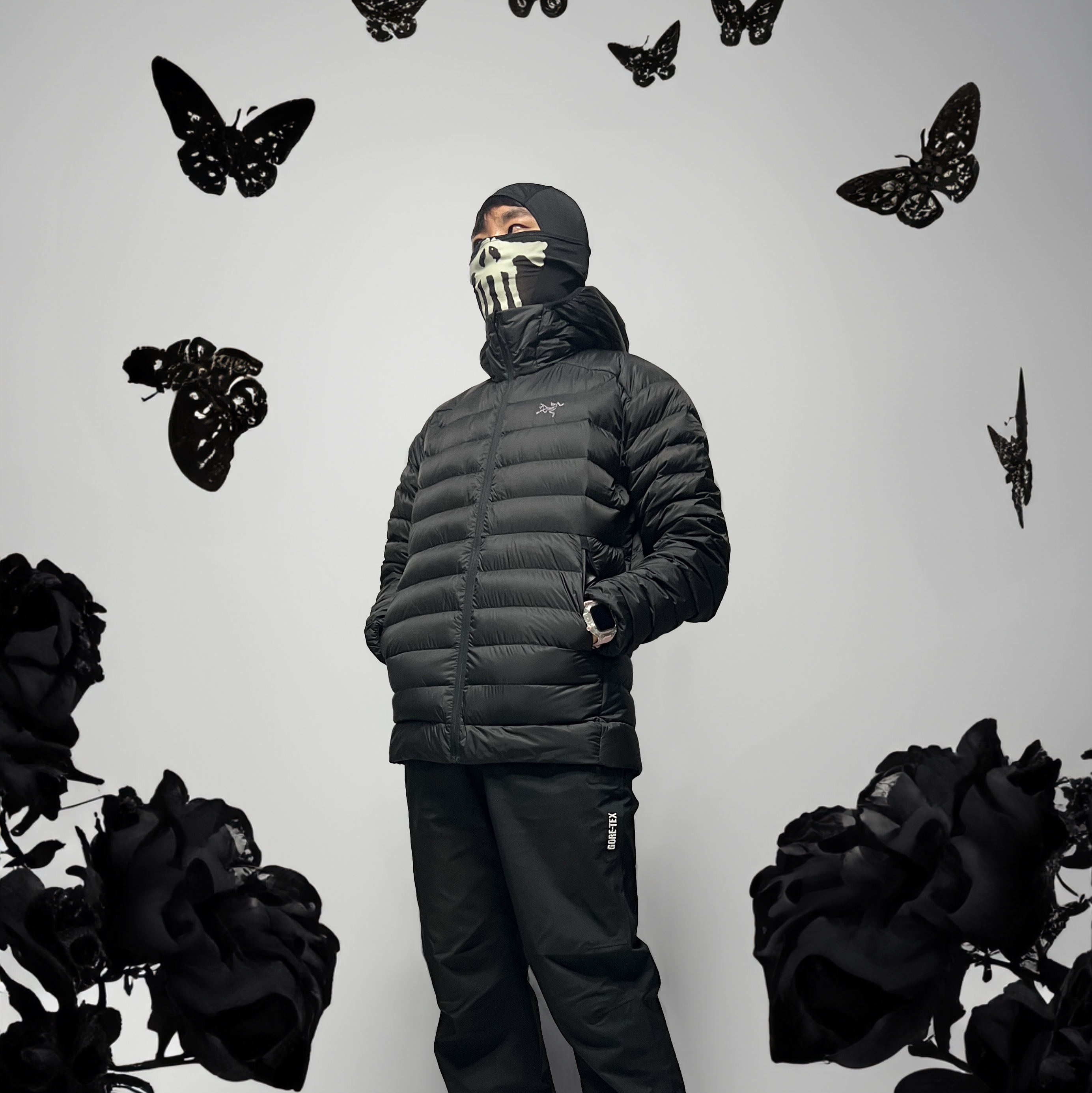 Arc'teryx Cerium Hoody Black, Adidas x Neighborhood Superstar 80s Core Black 착용 스타일 - 5
