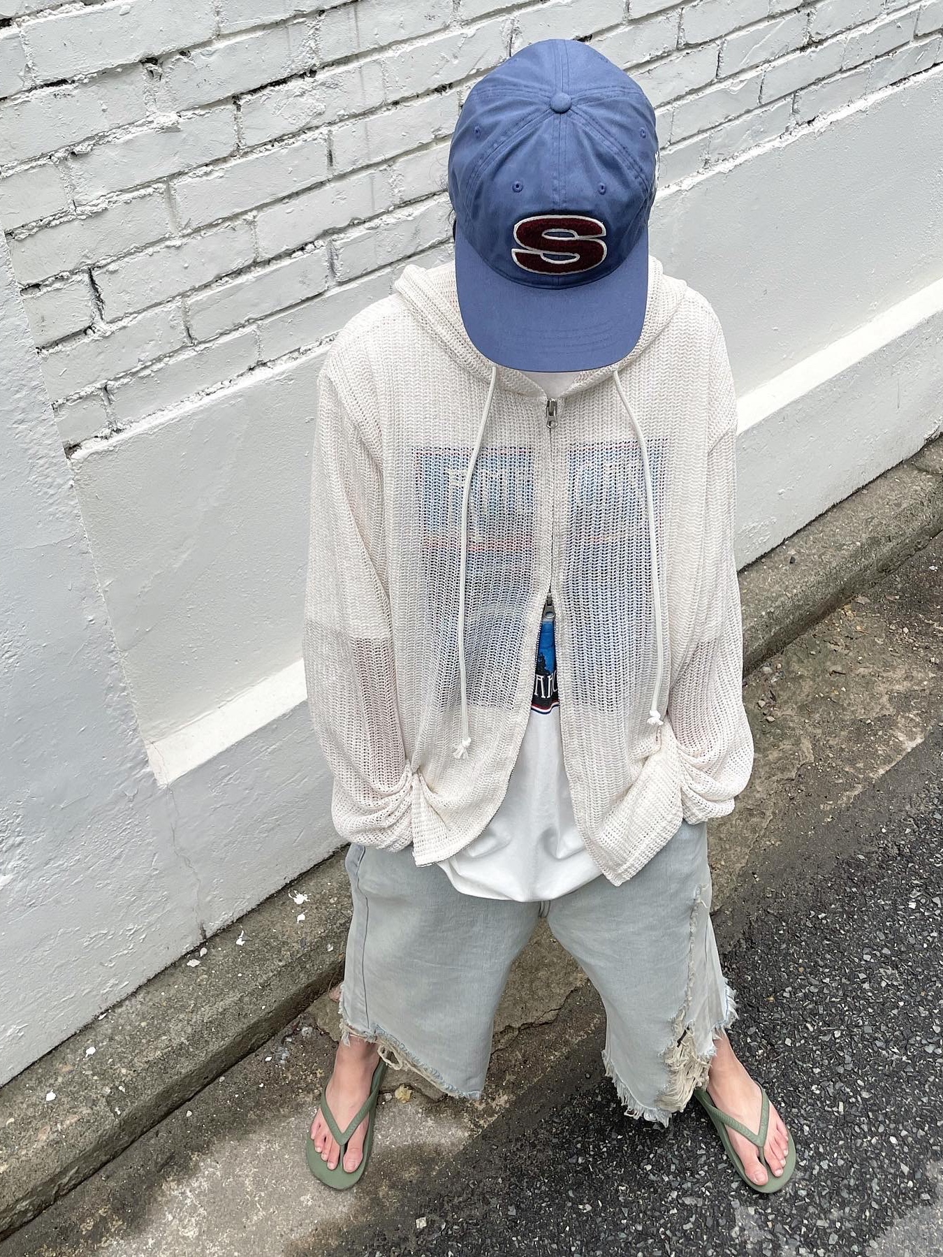 Stussy Chenille S Low Pro Cap Blue 착용 스타일 - 3