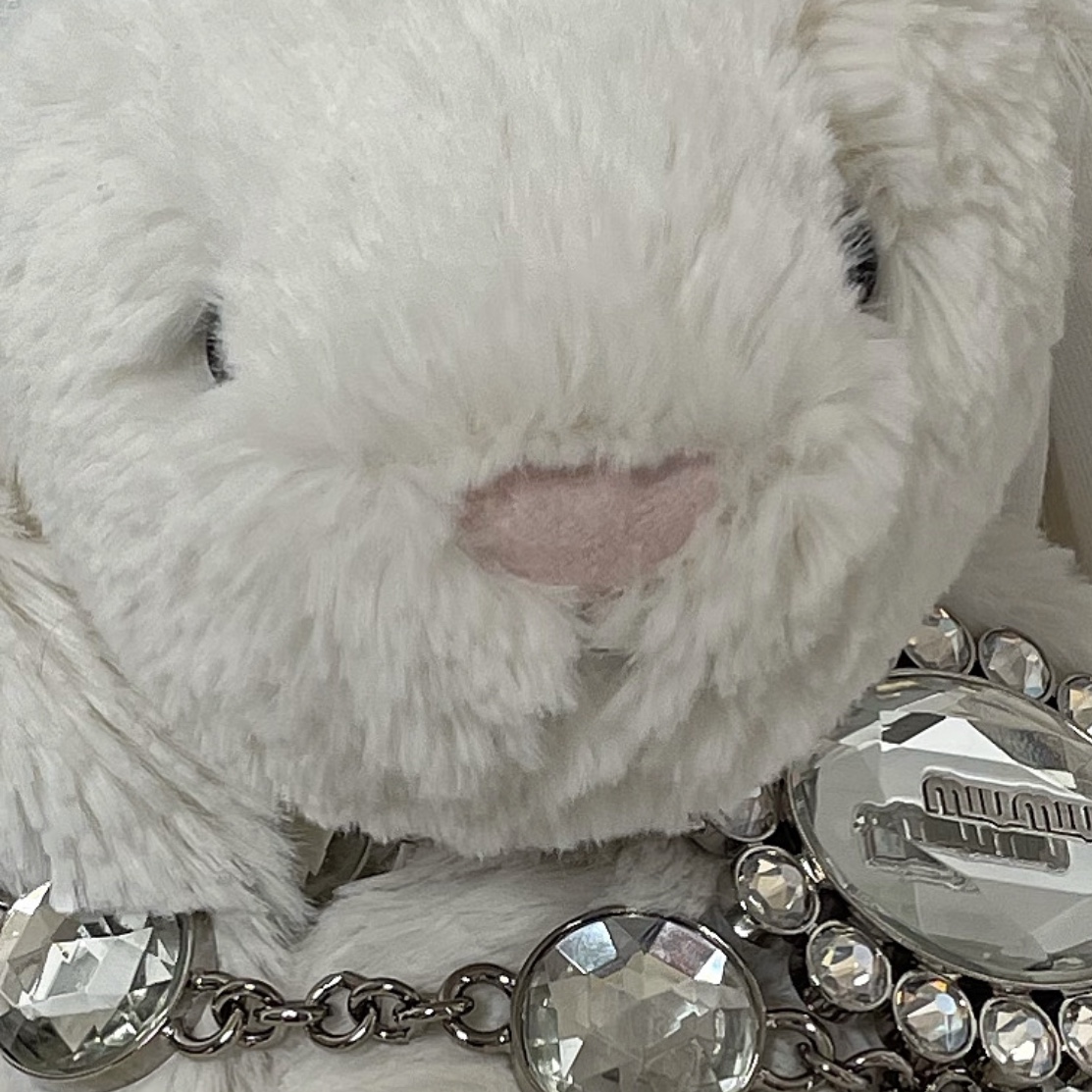 Miu Miu Crystal Nappa Leather Handbag Cornflower, Jellycat Bashful Bunny Large Cream 착용 스타일