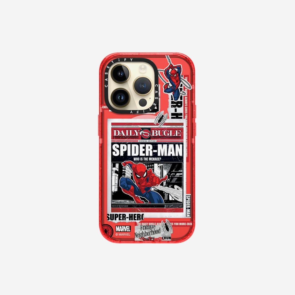 Casetify x Marvel iPhone Spider-Man Newspaper Sticker Red Magsafe Impact Case Sheer Watermelon 상세 이미지 4